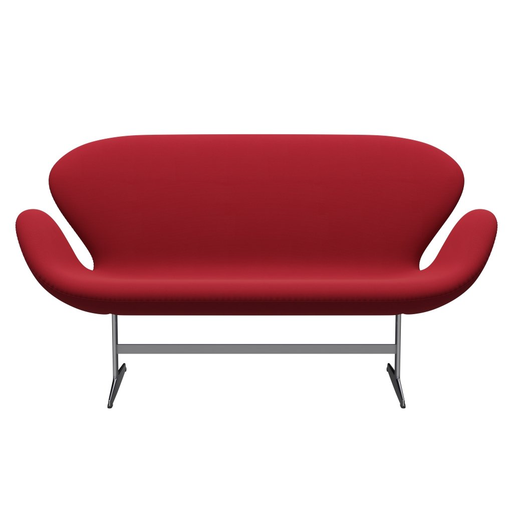 Fritz Hansen Svan soffa 2-person, satin polerad aluminium/stålcut standard/lätt-mörk röd