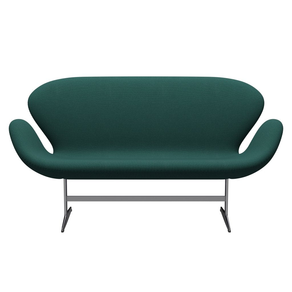 Fritz Hansen Svan soffa 2-sits, satin polerad aluminium/steelcut trio mörkgrön