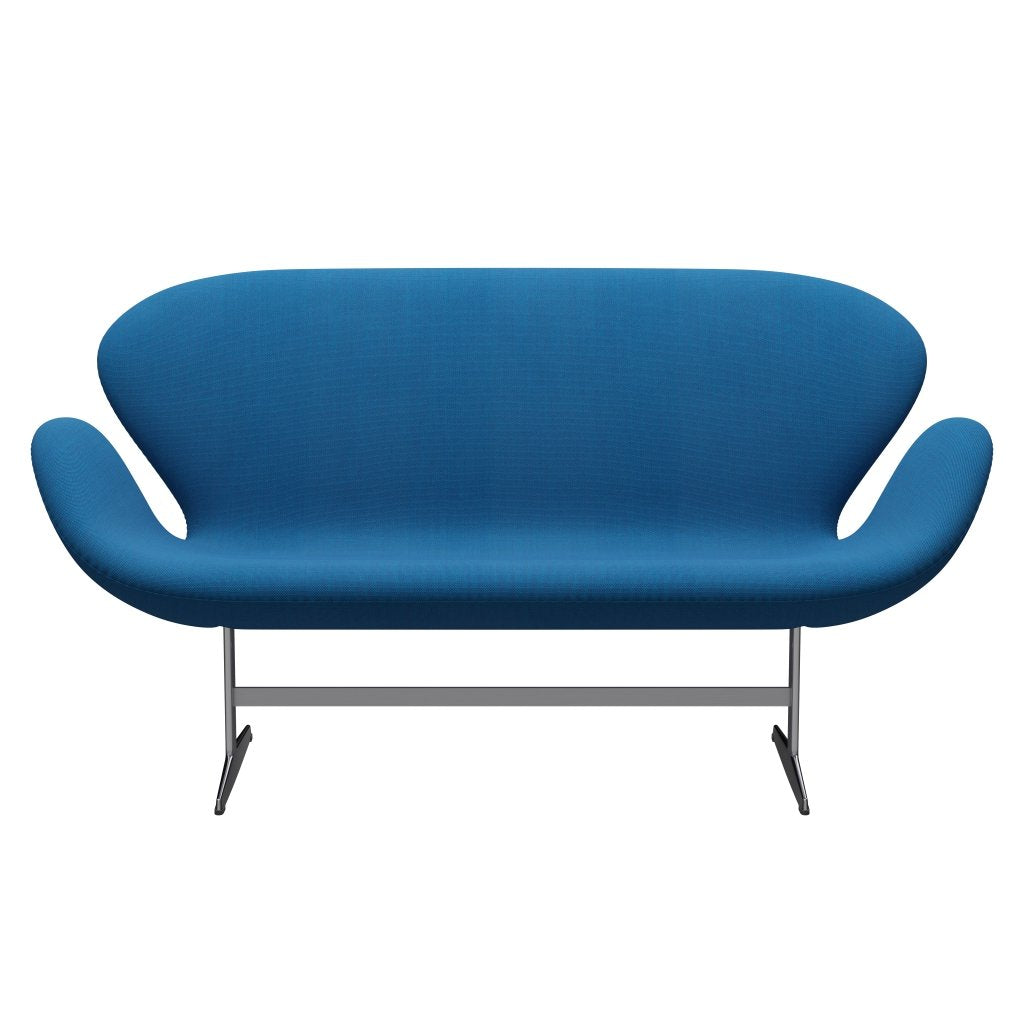 Fritz Hansen Svan soffa 2-person, satin polerad aluminium/steelcut trio turkis/blå