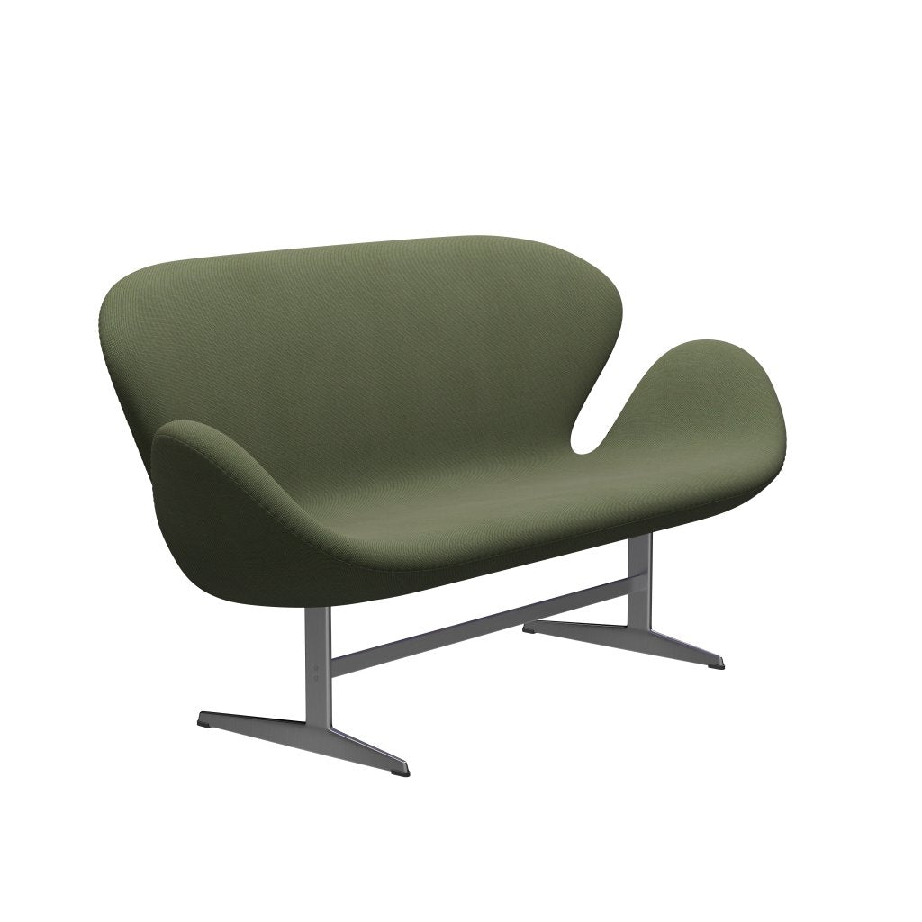 Fritz Hansen Svan soffa 2-person, satin polerad aluminium/stålcut trio dammig grön (946)