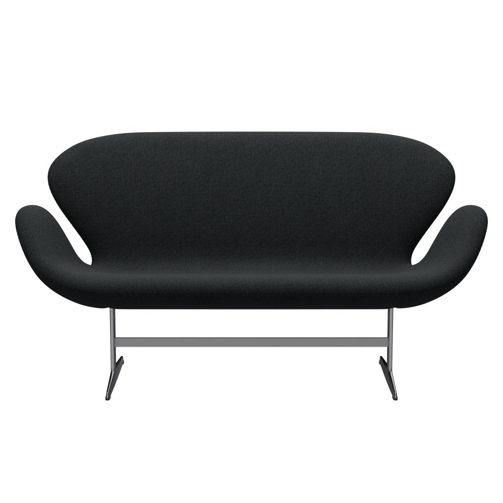Fritz Hansen Svan soffa 2-person, satin polerad aluminium/sunniva svart/mörkgrå