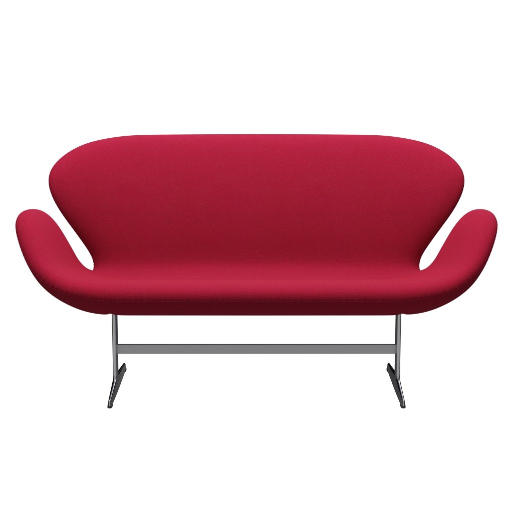 Fritz Hansen Svan soffa 2-sits, satin polerad aluminium/tonus cherise
