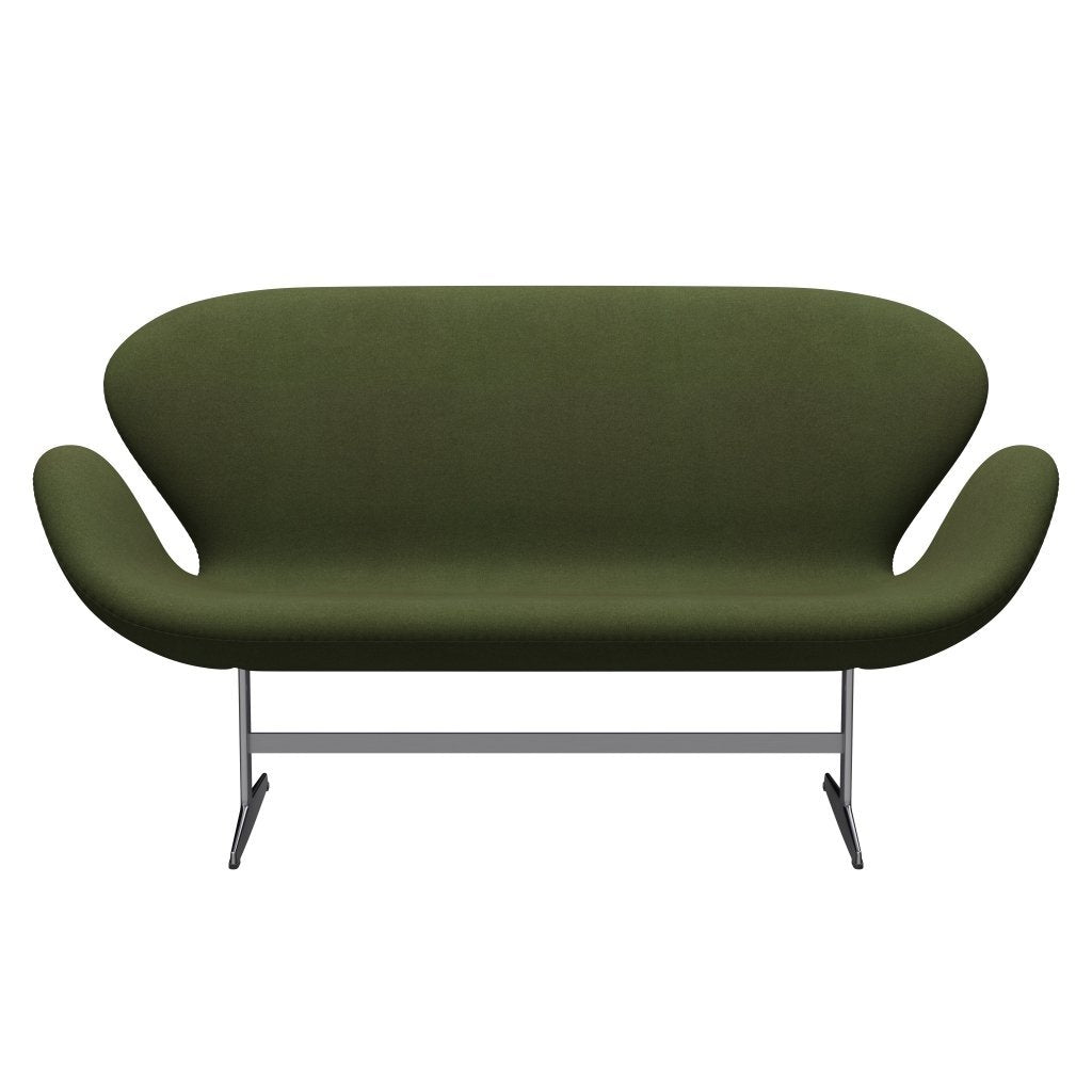 Fritz Hansen Svan soffa 2-person, satin polerad aluminium/tonus millitar green divina