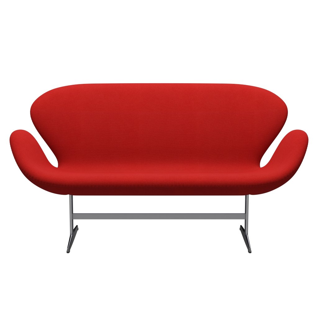 Fritz Hansen Svan soffa 2-sits, satin polerad aluminium/tonus orange/röd