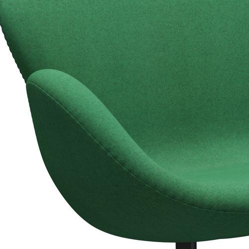 Fritz Hansen Svan soffa 2-sits, svart lackerad/divina melange grön