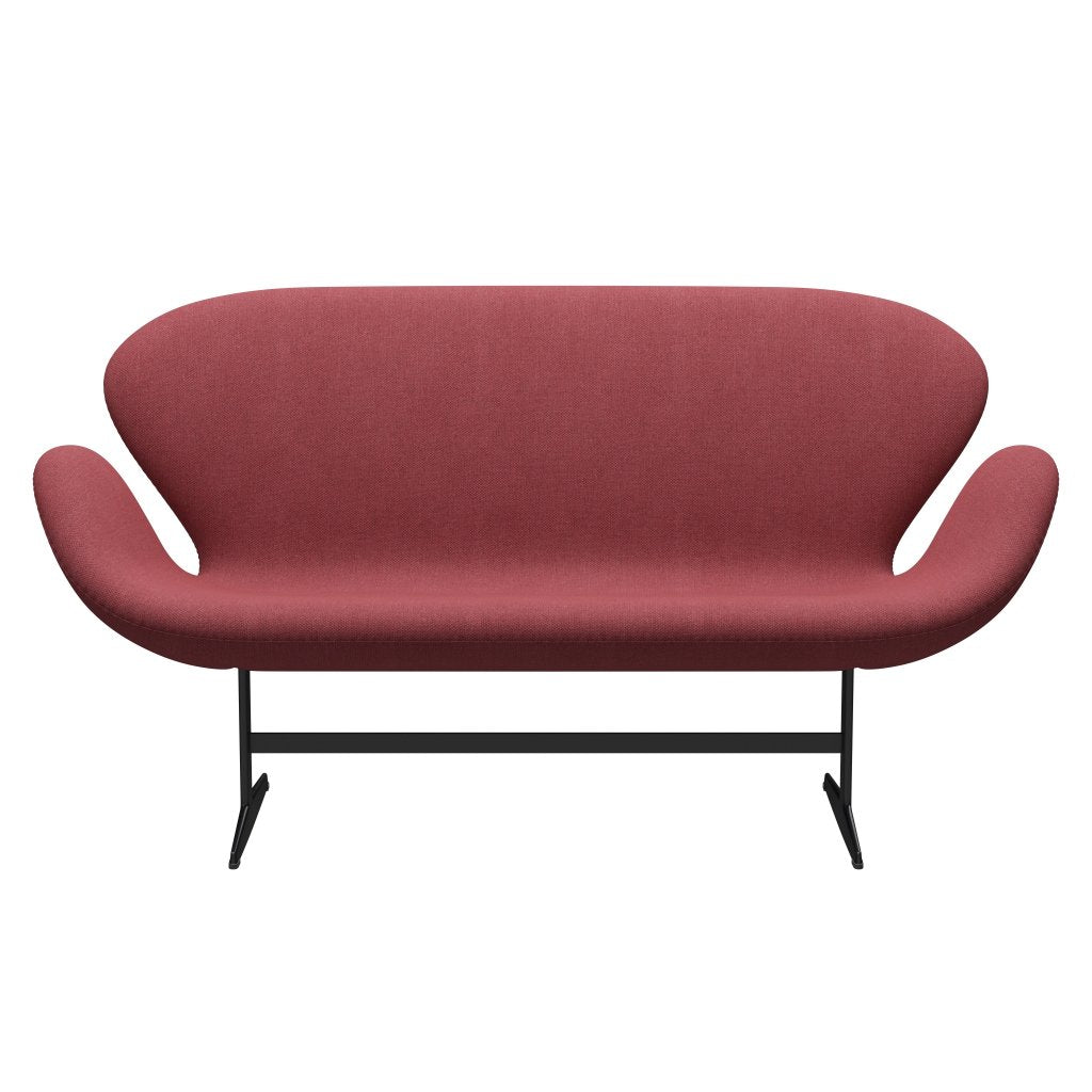 Fritz Hansen Svan soffa 2-person, svart lackerad/fiord rosa