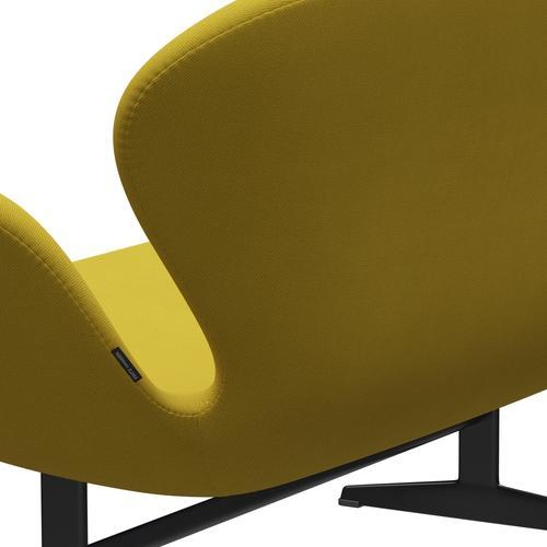 Fritz Hansen Svan soffa 2-personers, svart lack/steelcut ljusgrön/gul