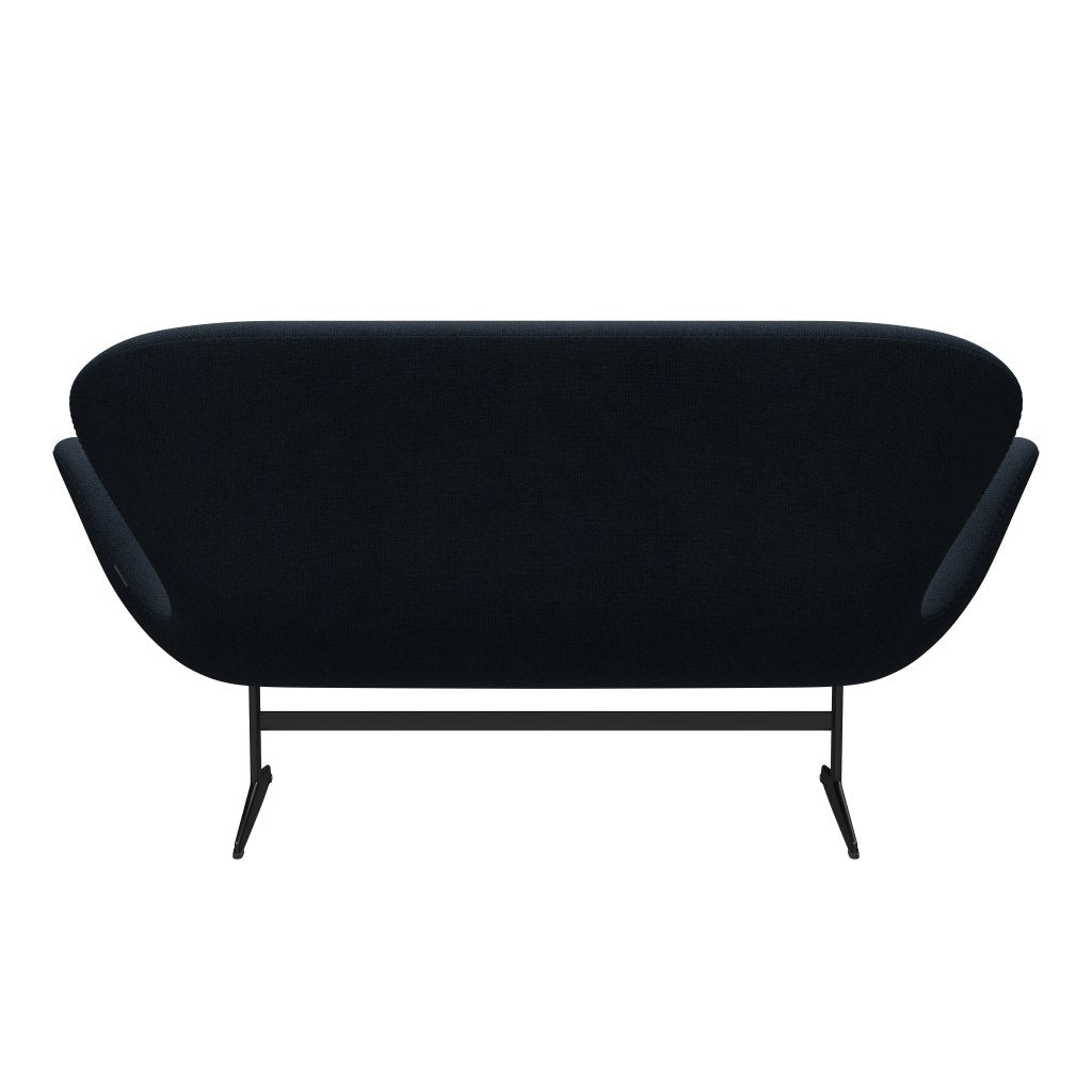 Fritz Hansen Svan soffa 2-person, svart lackerad/sunniva mörkblå