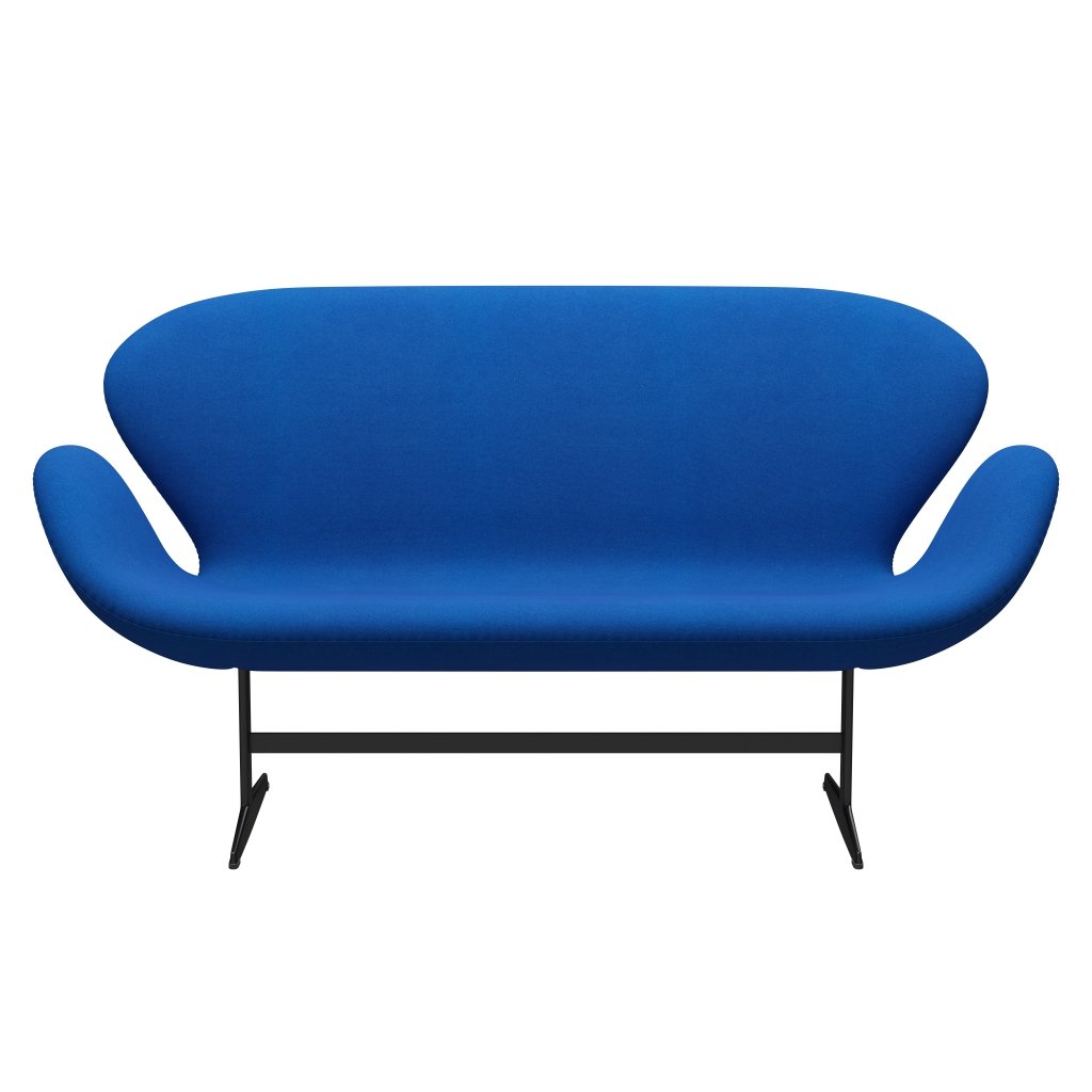 Fritz Hansen Svan soffa 2-person, svart lackerad/tonus blå