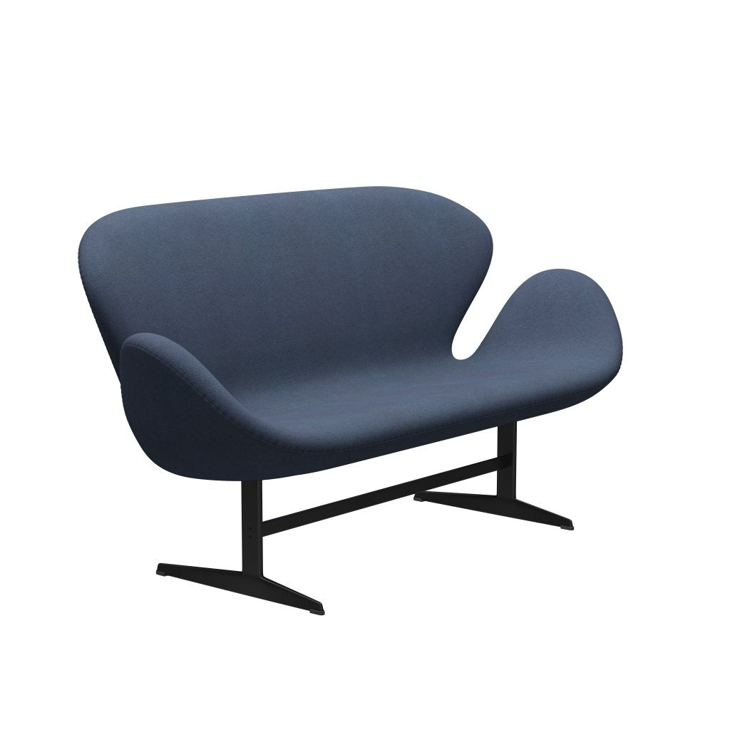 Fritz Hansen Svan soffa 2-person, svart lackerad/tonus grå blå