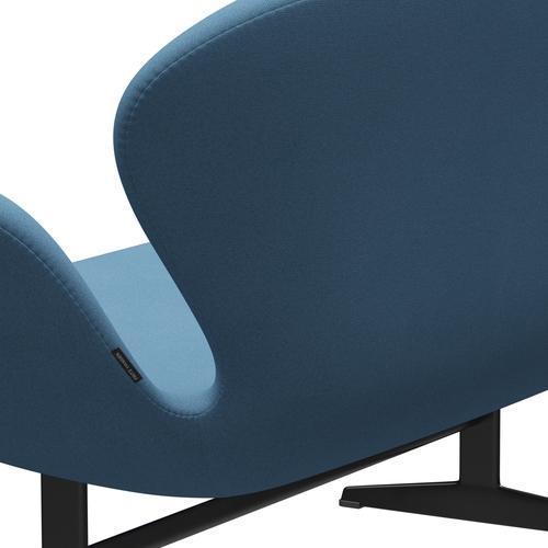 Fritz Hansen Svan soffa 2-personers, svart lack/tonus pastellblå