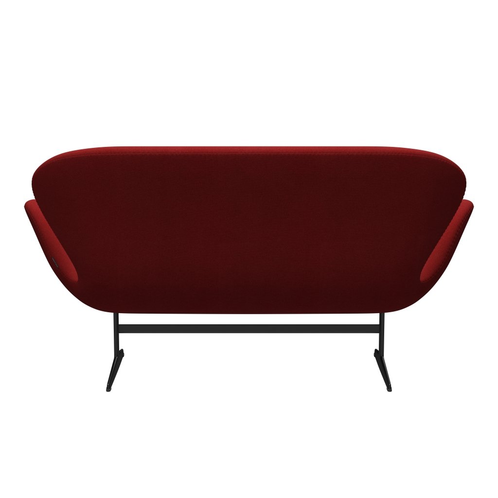 Fritz Hansen Svan soffa 2-sits, svart lackerad/tonus bränd röd