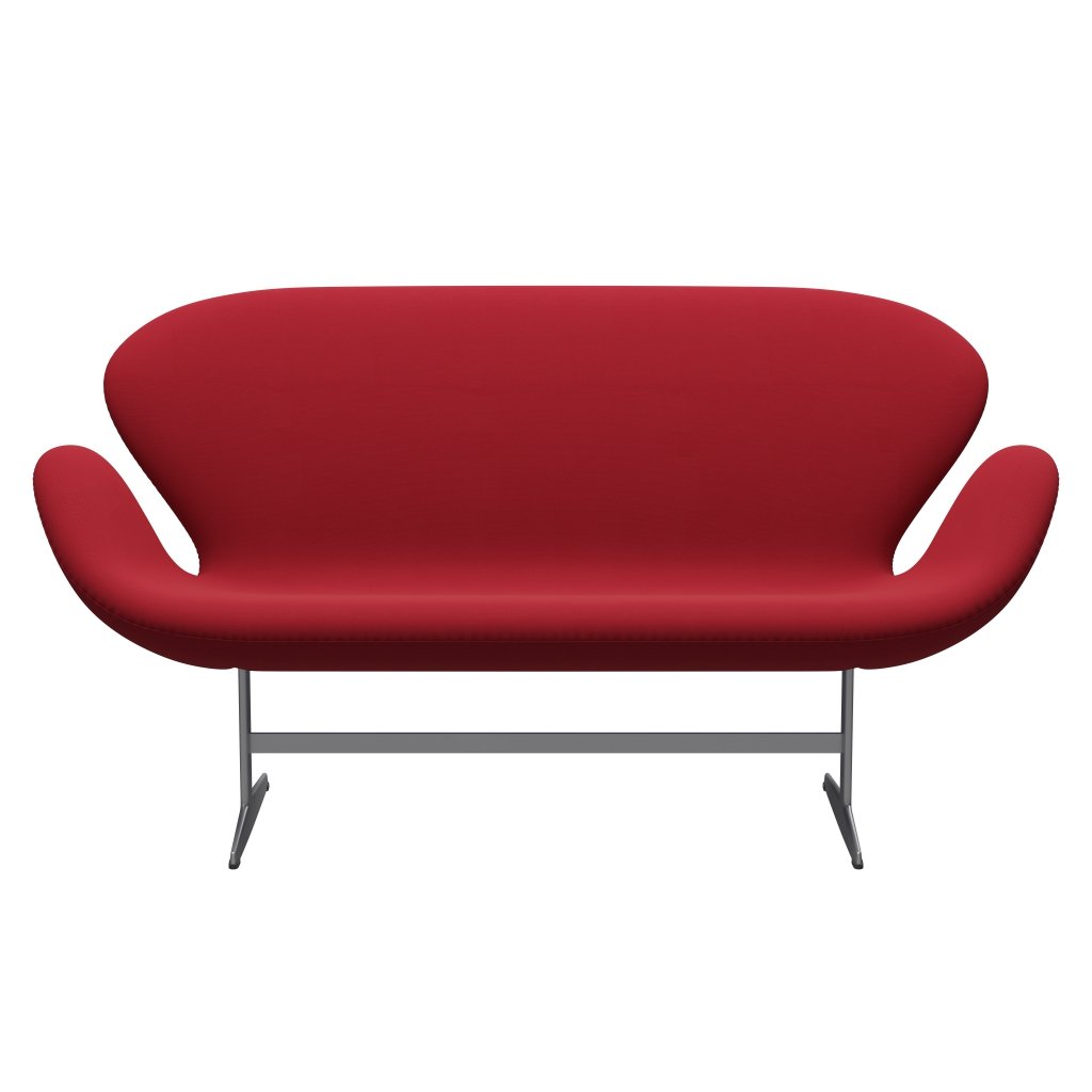 Fritz Hansen Svan soffa 2-personers, silvergrå/stålcut standard/lätt-mörk röd