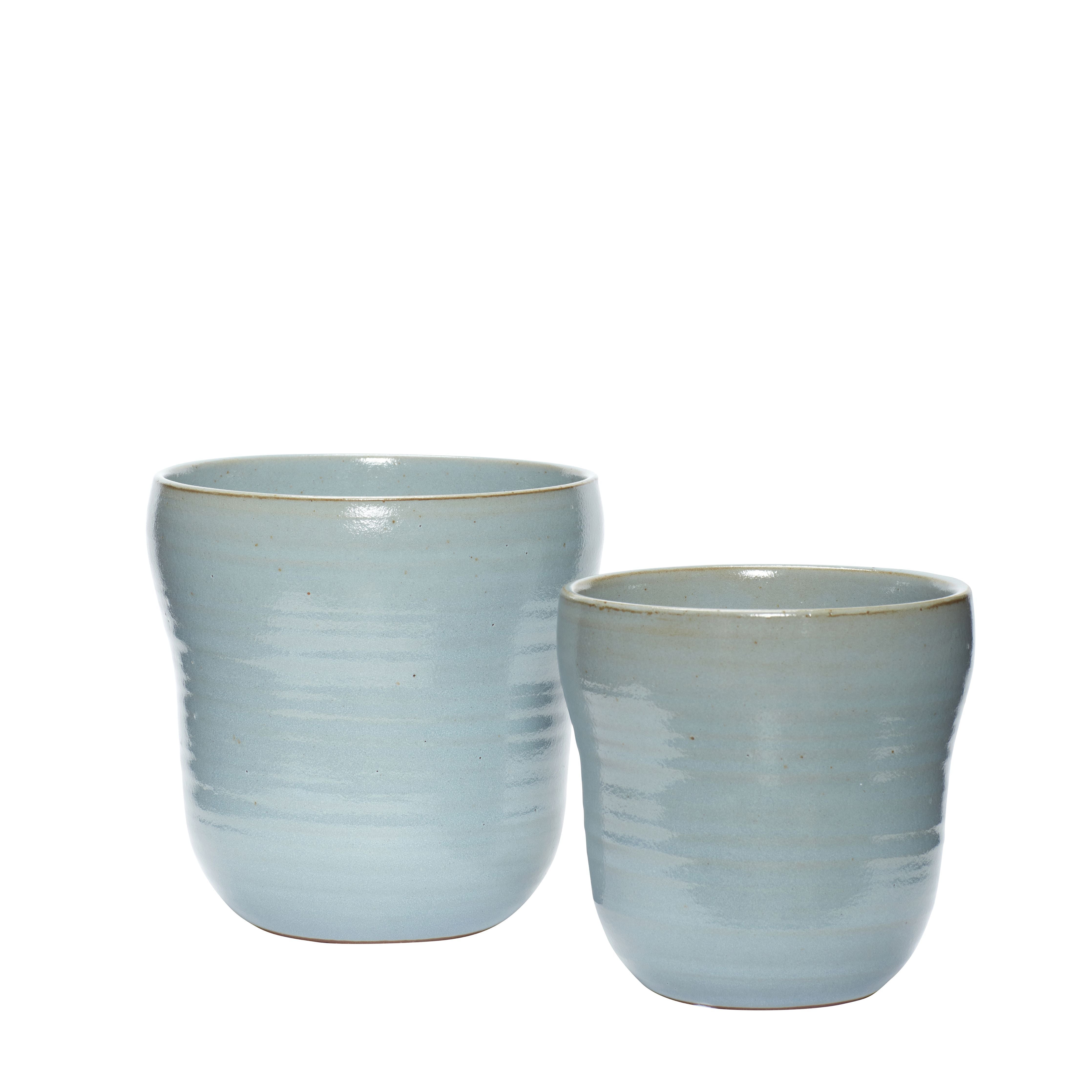 Hübsch Care Plant Potty Ceramics Blue Set med 2
