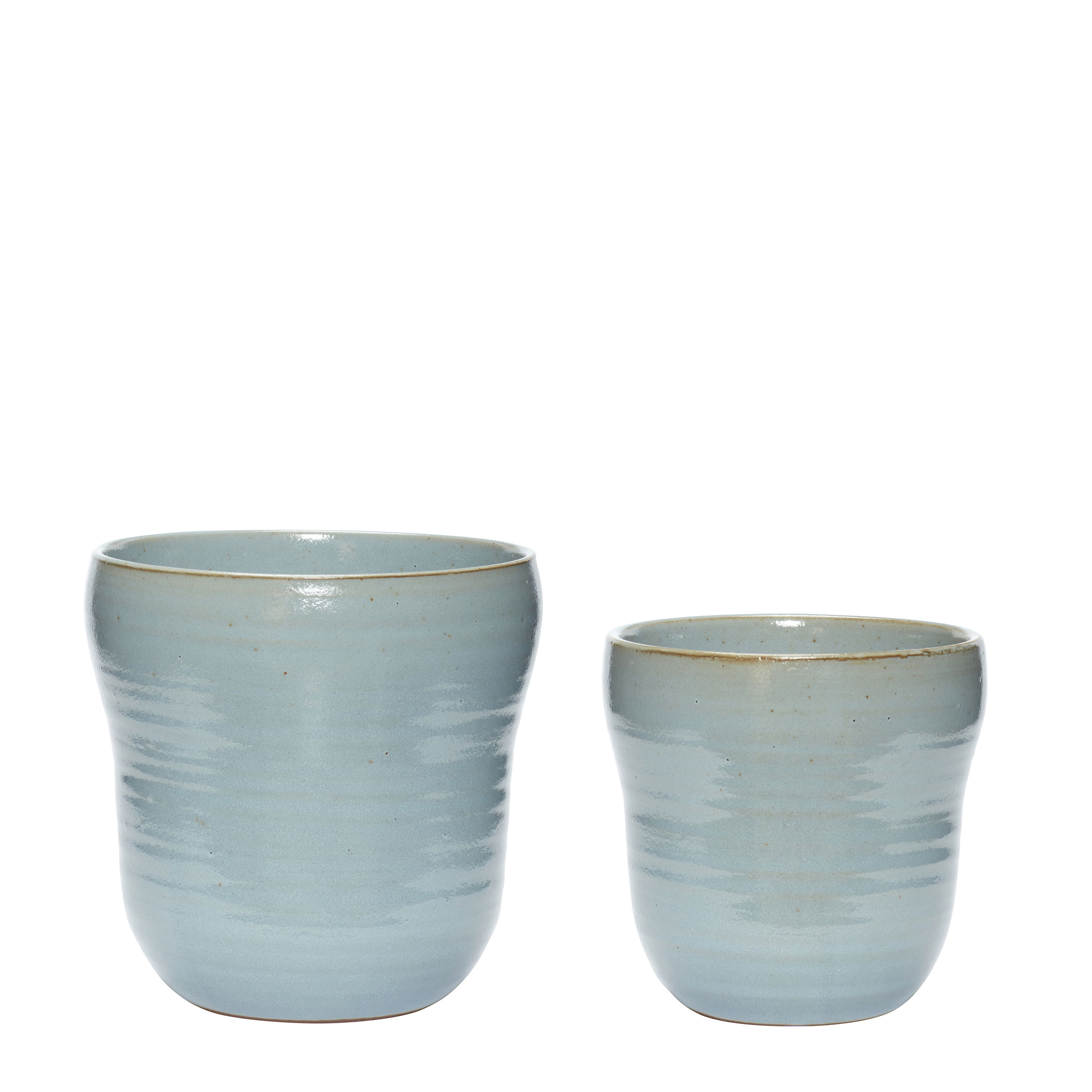 Hübsch Care Plant Potty Ceramics Blue Set med 2