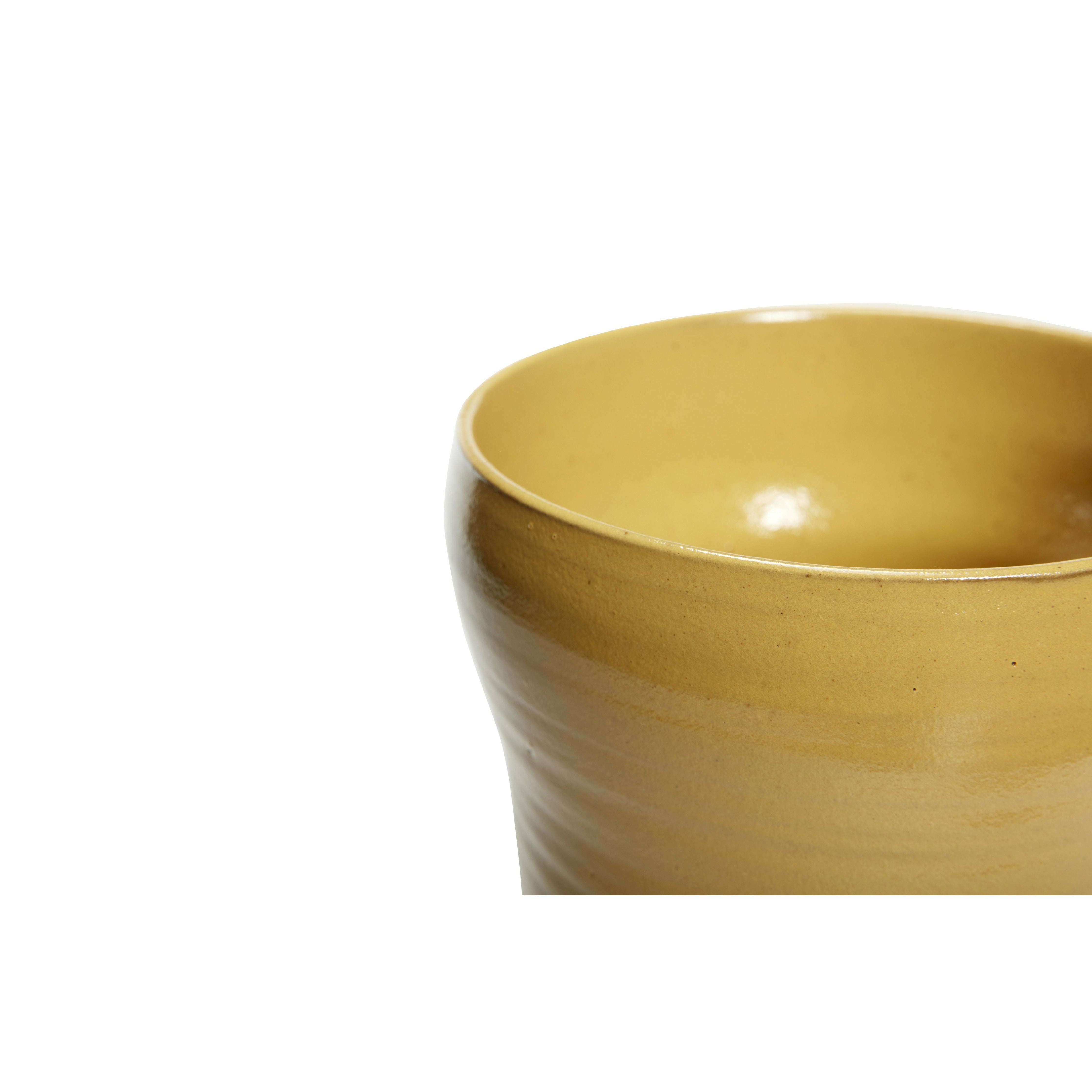 Hübsch Care Plant Pot Ceramics Yellow Set med 2