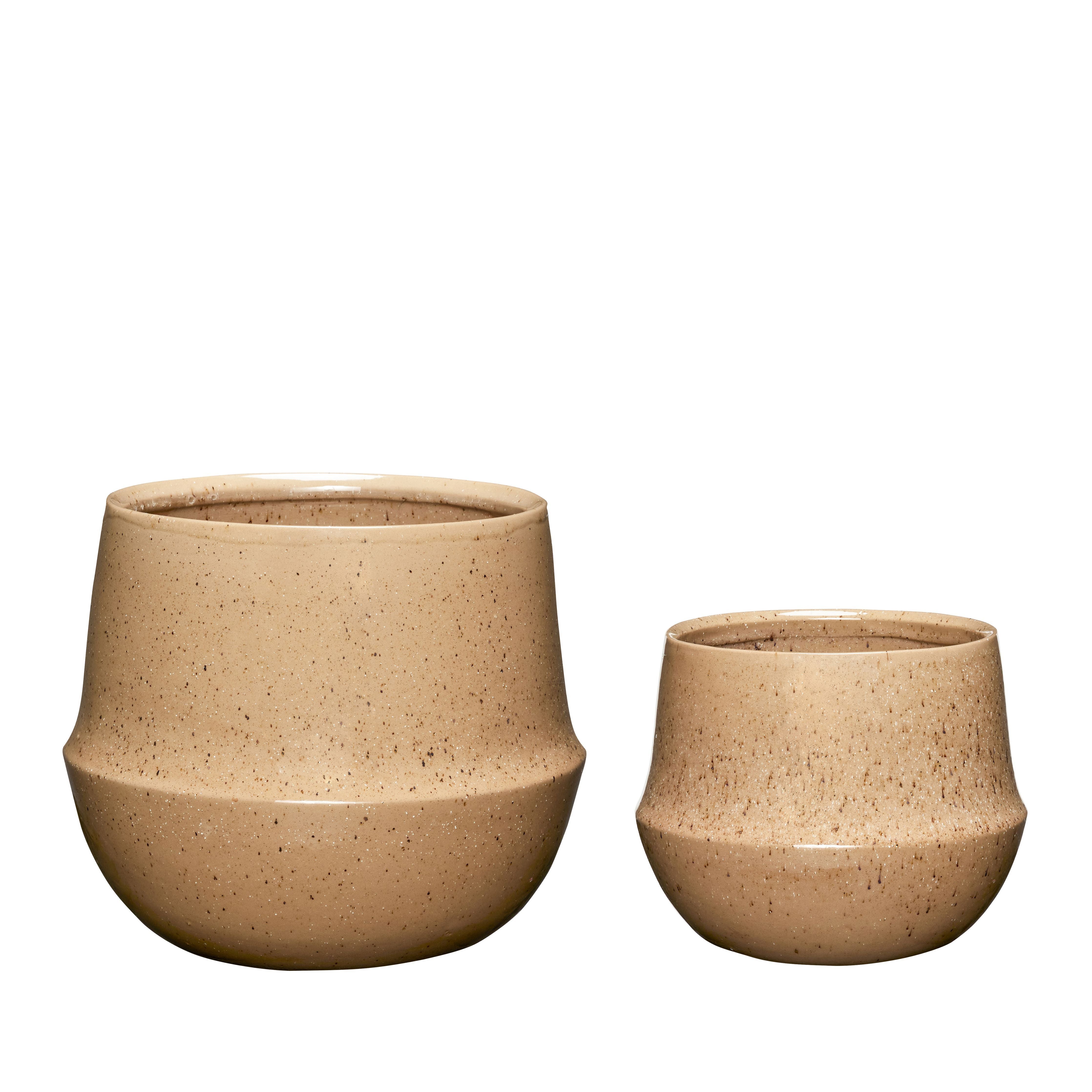 Hübsch Vibe Plantepotte Keramik Sand Sæt med 2