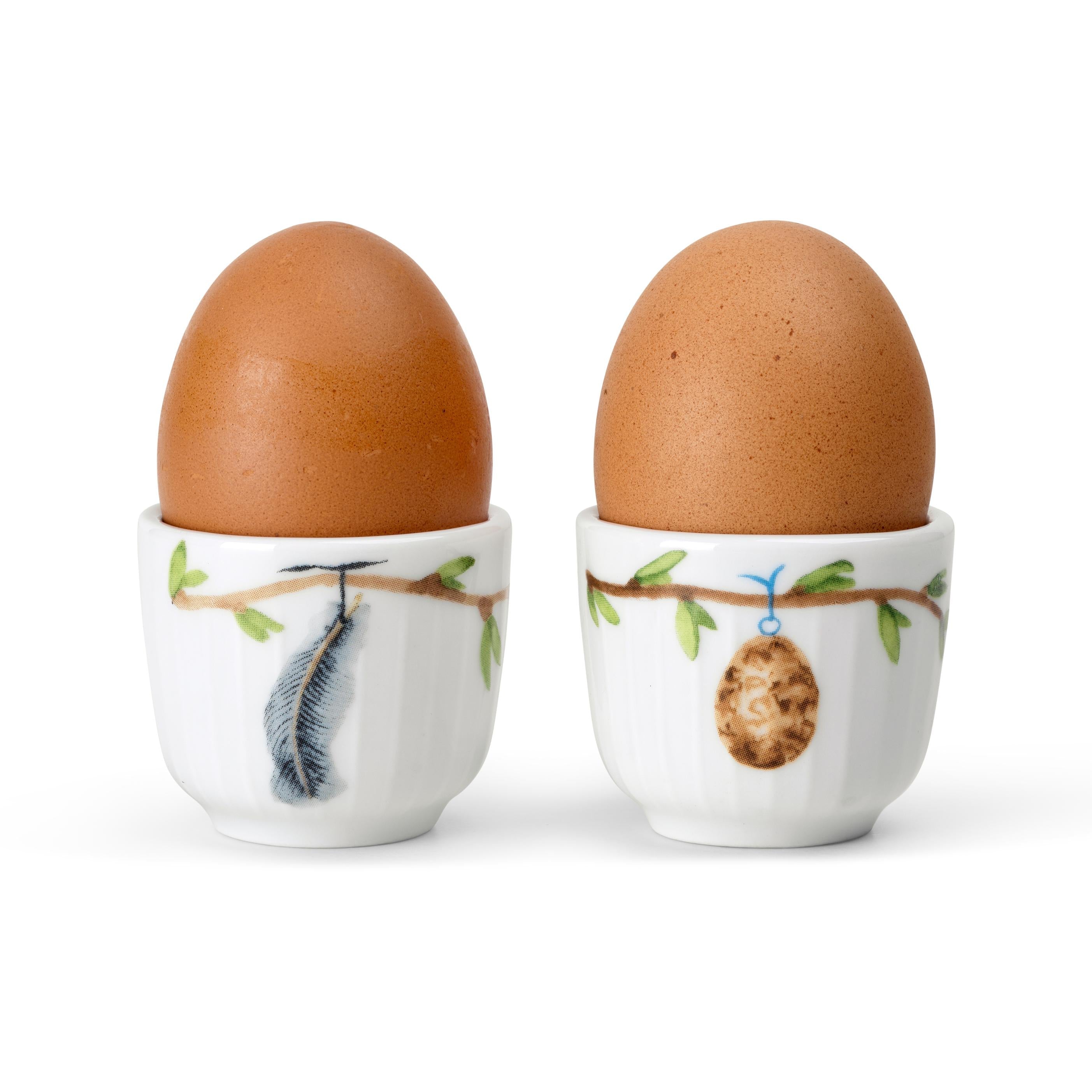 Kähler Hammershøi Jump Egg Cup Ø5 cm vit med deco, 2 st.