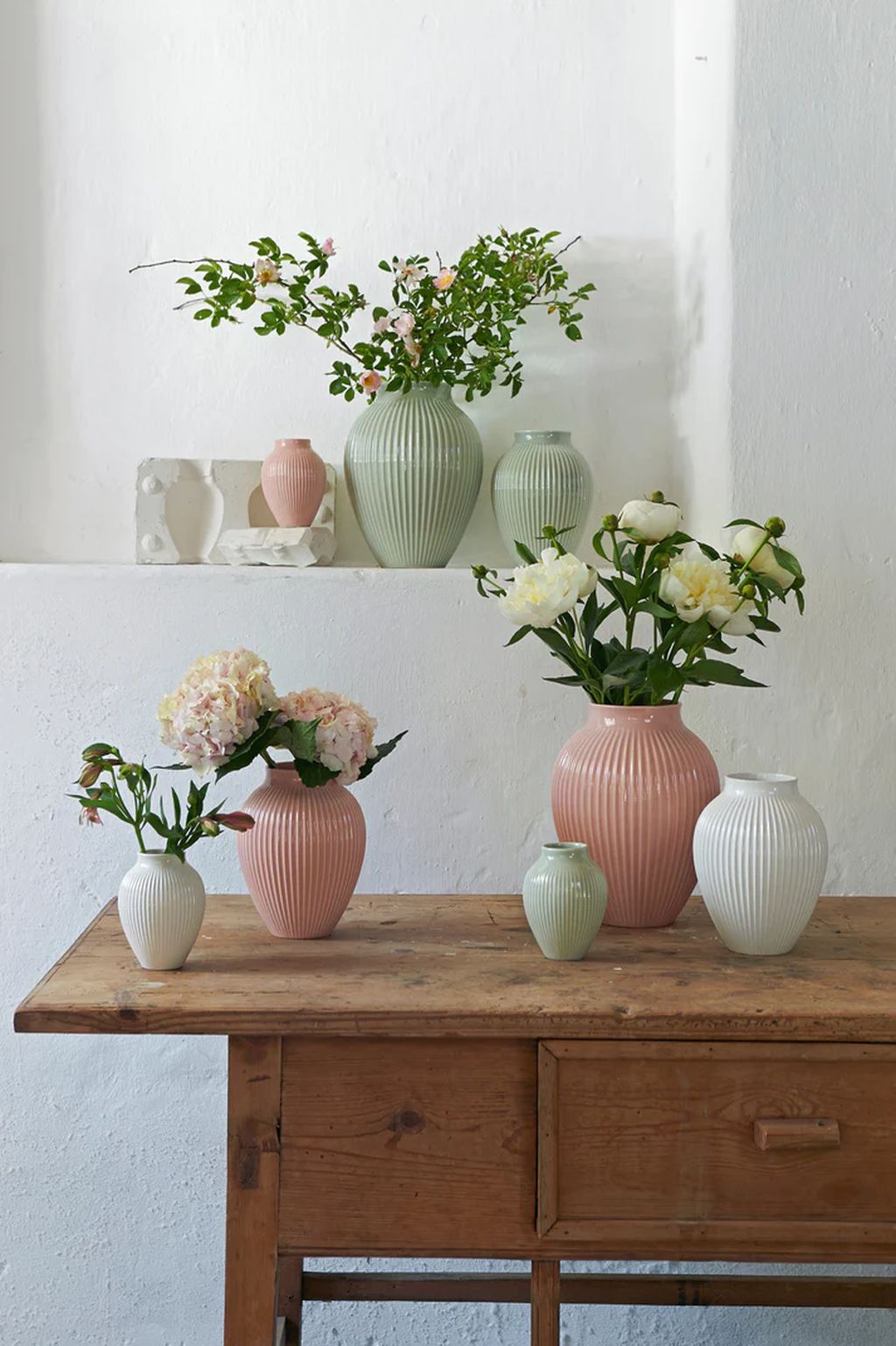 Knabstrup Keramik Vas med spår h 12,5 cm, irgreen
