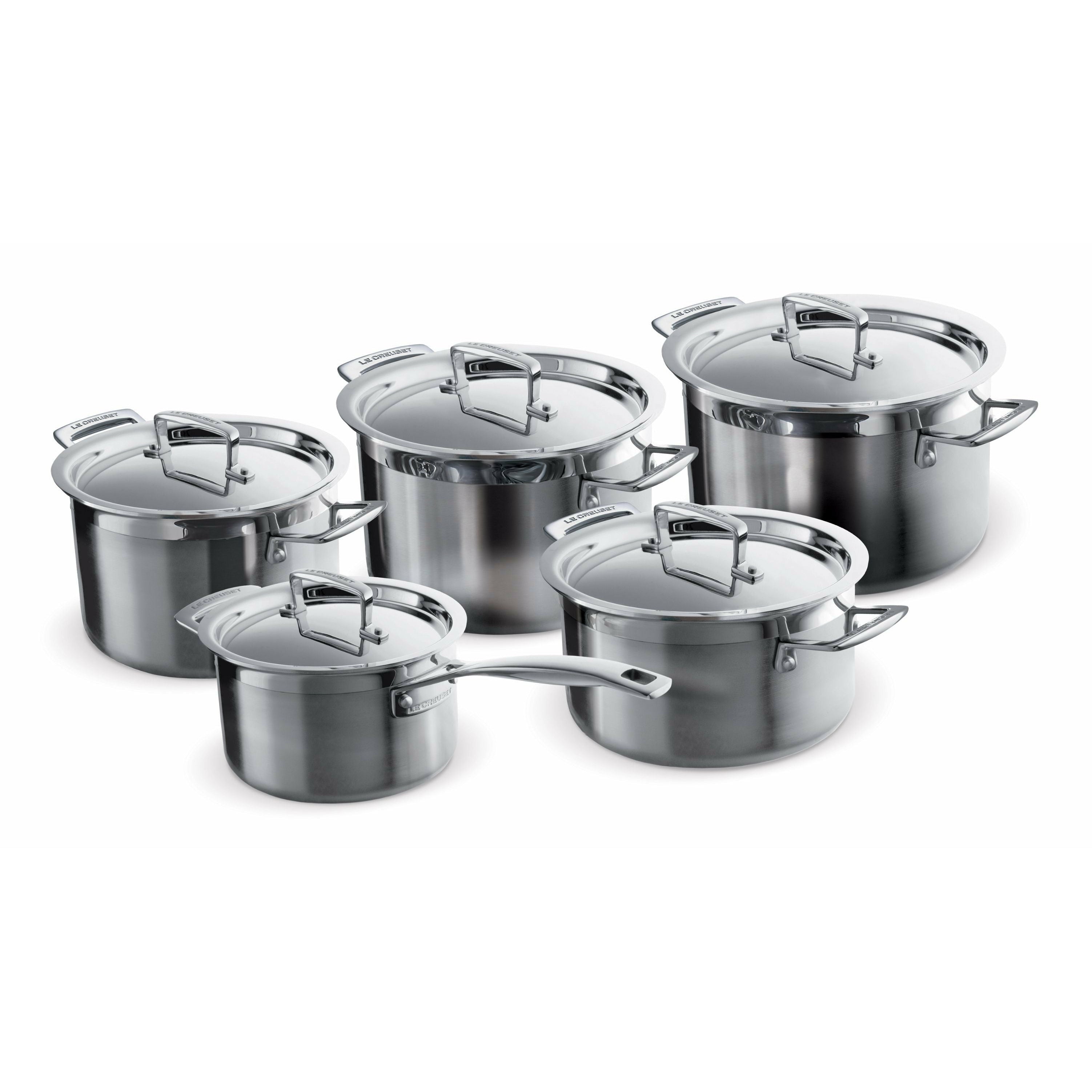 Le Creuset Pot Set med 5 delar 3-lags rostfritt stål, 18+20+24+20+16 cm