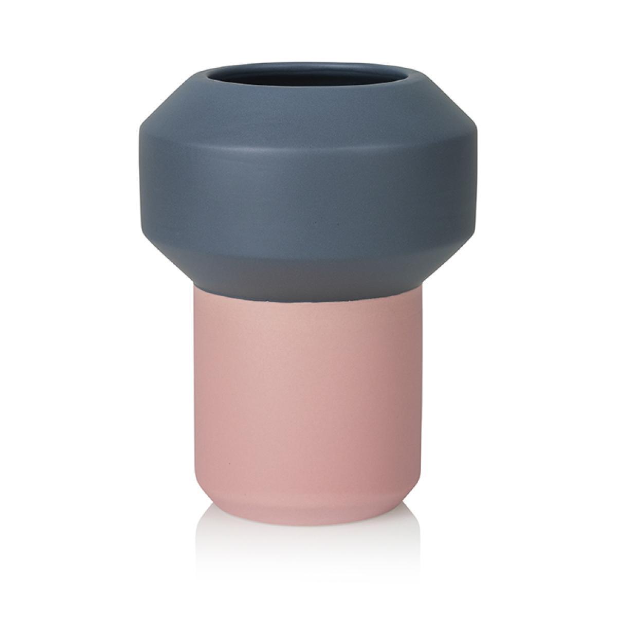Lucie Kaas Fumario Vase Pink/Dark Grey, 20,5 cm