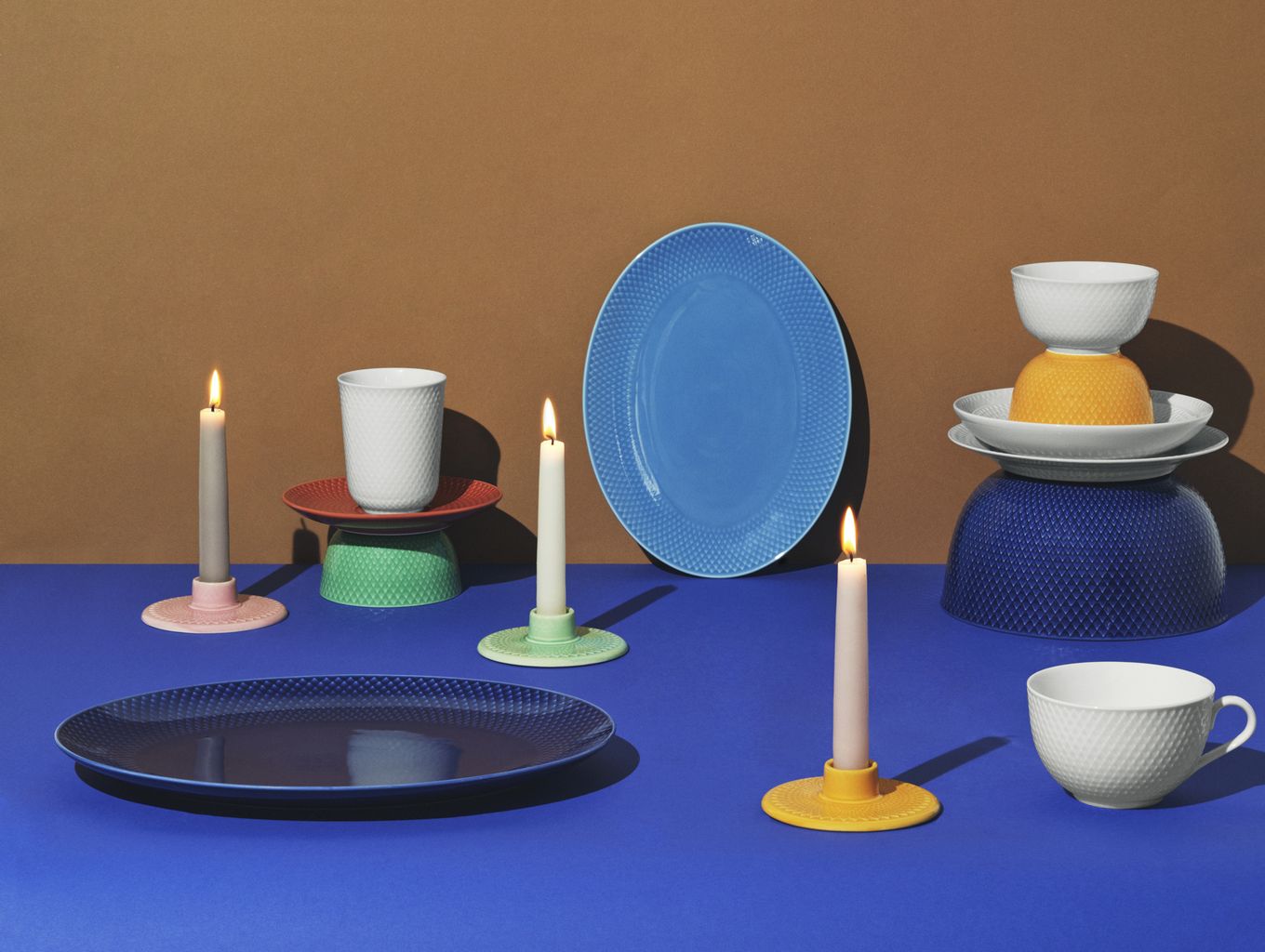 Lyngby Porcelæn Rhombe Color Oval Serving Dish 35x26.5, mörkblå