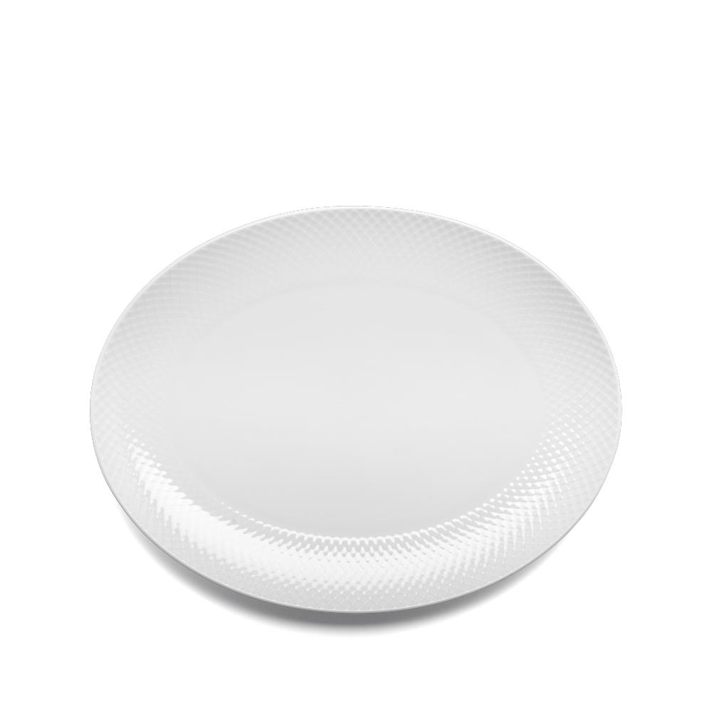 Lyngby Porcelæn Rhombe Ovalt Serveringsfad 35x26,5, Hvid