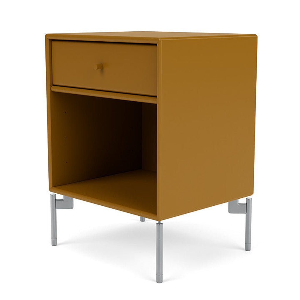 Montana Dream Bedside Table With Ben, Amber Yellow/Chrome Mat