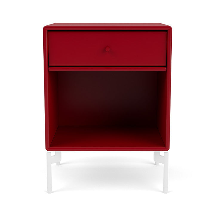 Montana Dream Bedside Table With Ben, Beetroot Red/Snow White