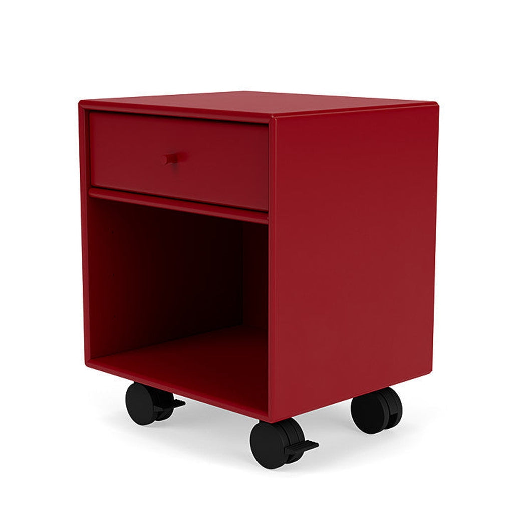 Montana Dream Bedside Table With Wheels, rödbetor Red