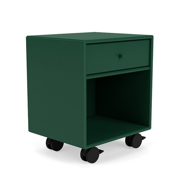 Montana Dream Bedside Table With Wheels, Pine Green