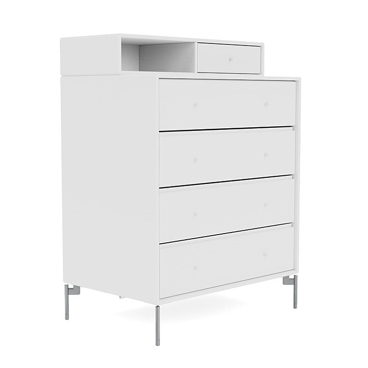 Montana Keep Bre of Drawers With Ben, New White/Chrome Mat