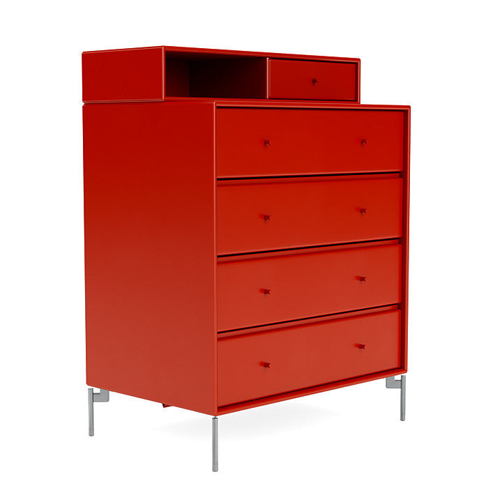 Montana Keep Bre of Drawers With Ben, Rose Red/Chrome Mat