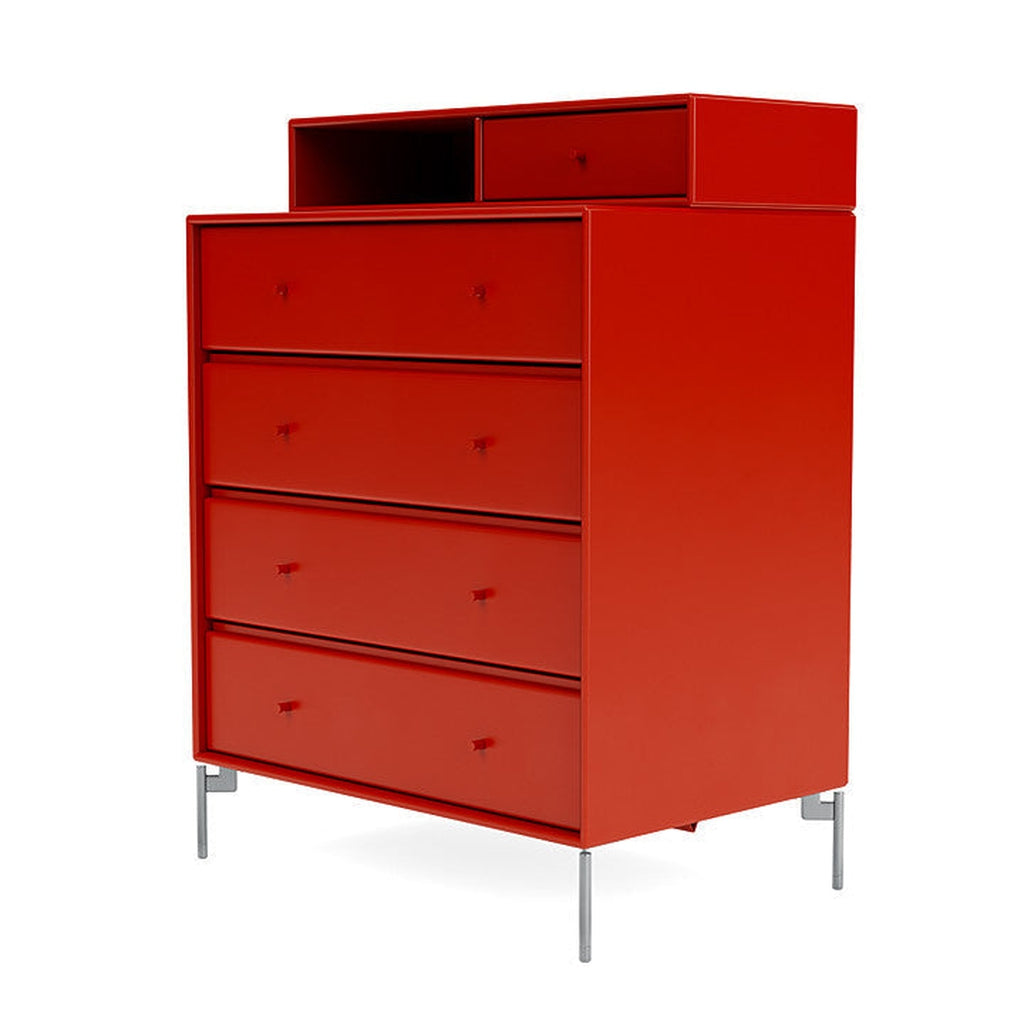 Montana Keep Bre of Drawers With Ben, Rose Red/Chrome Mat