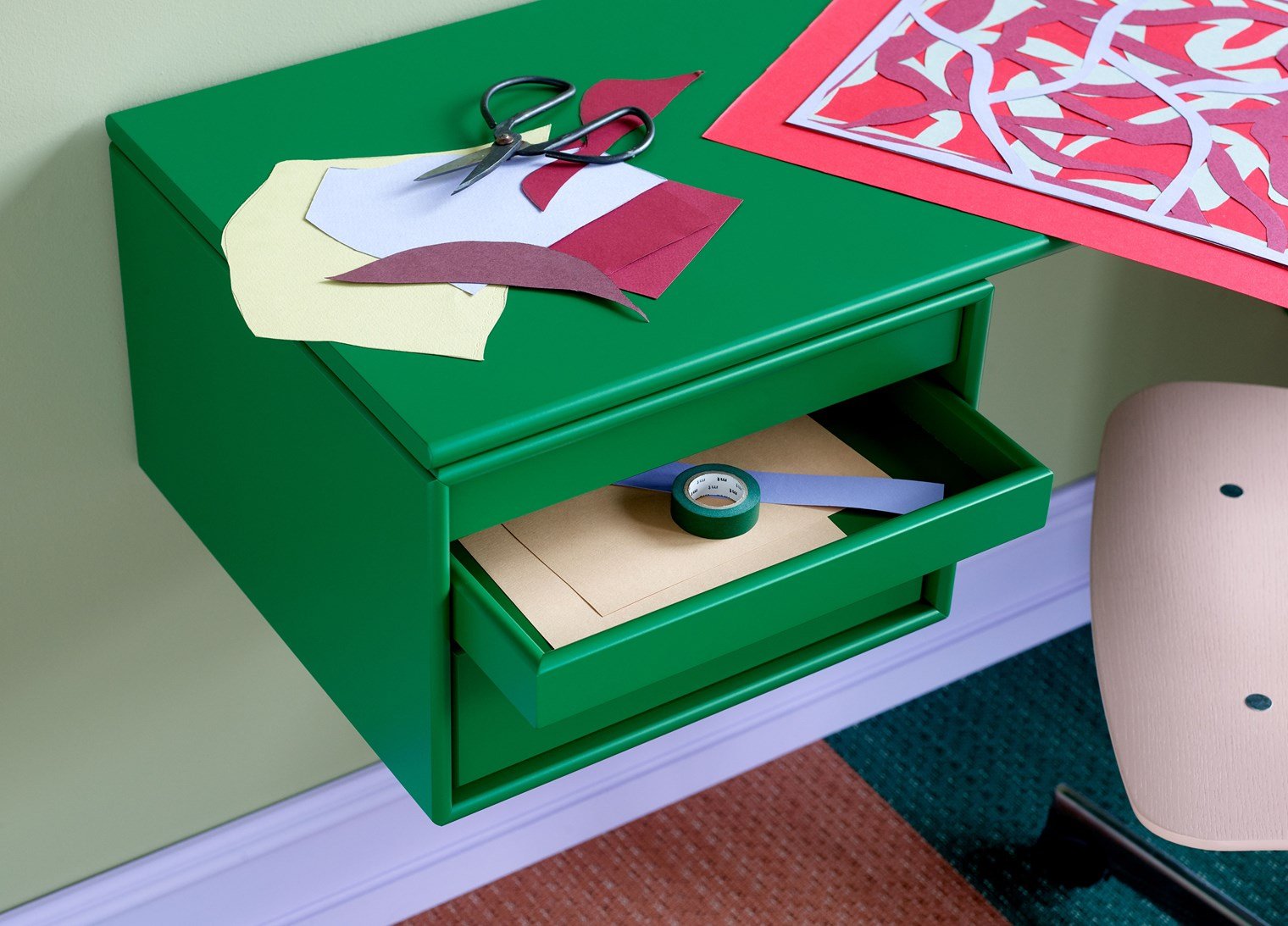 Montana Workshop Desk med upphängningsfäste, persilja green