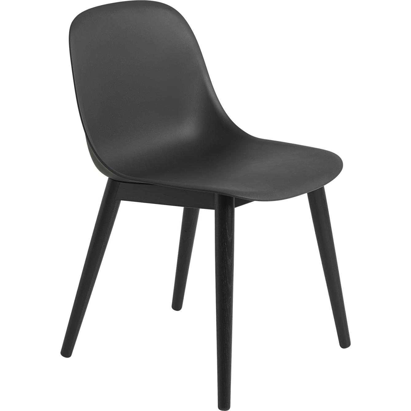 Muuto Fiber Side Chair Wood Ben Fiber Seat, Black