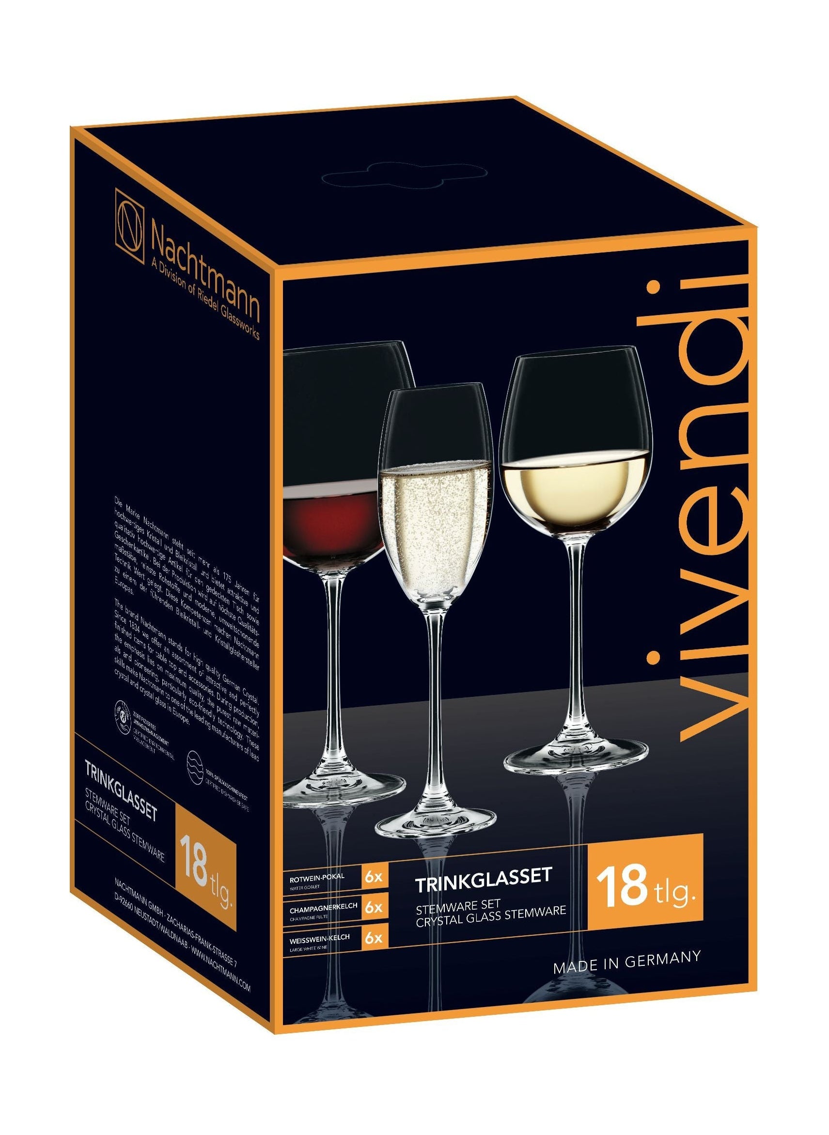 Nachtmann Vivendi Premium Glass Set rött vin/vitt vin/champagne, 18 st.