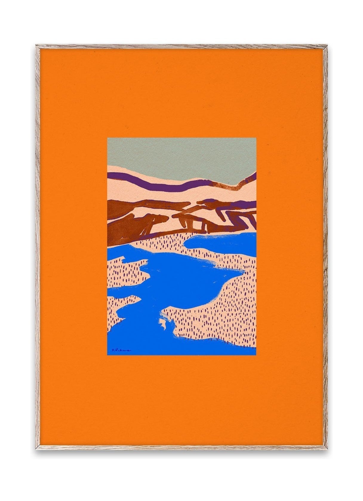 Paper Collective Blå landskapsaffisch, 50x70 cm