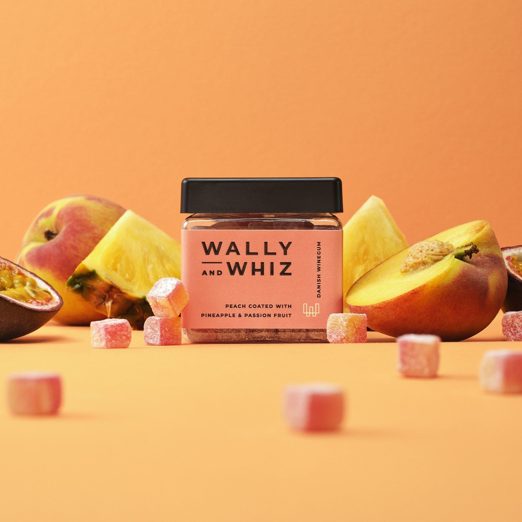 Wally And Whiz Summer Wine Gum Cube, Peach With Pineapple And Passion Fruit, 140 G