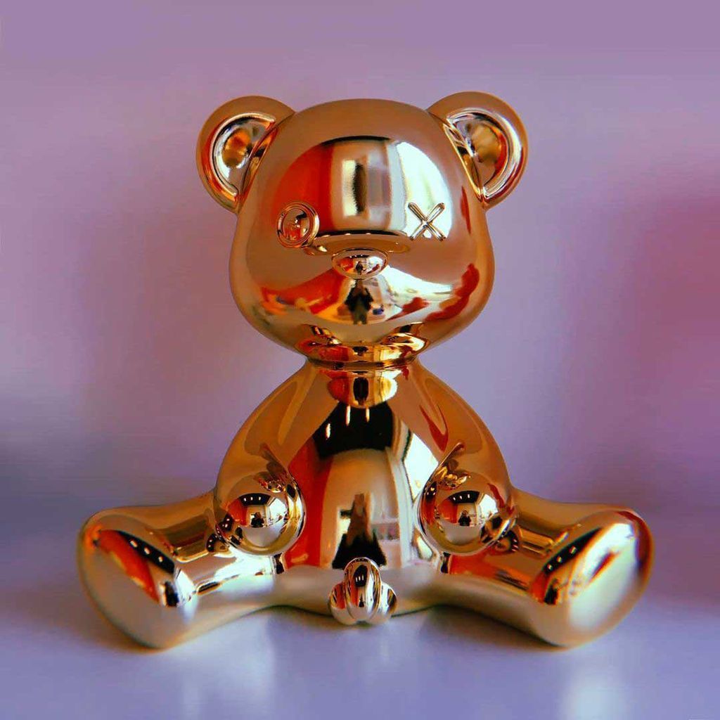 Qeeboo Teddy Boy Bordlampe med Ledning Metal Finish, Guld