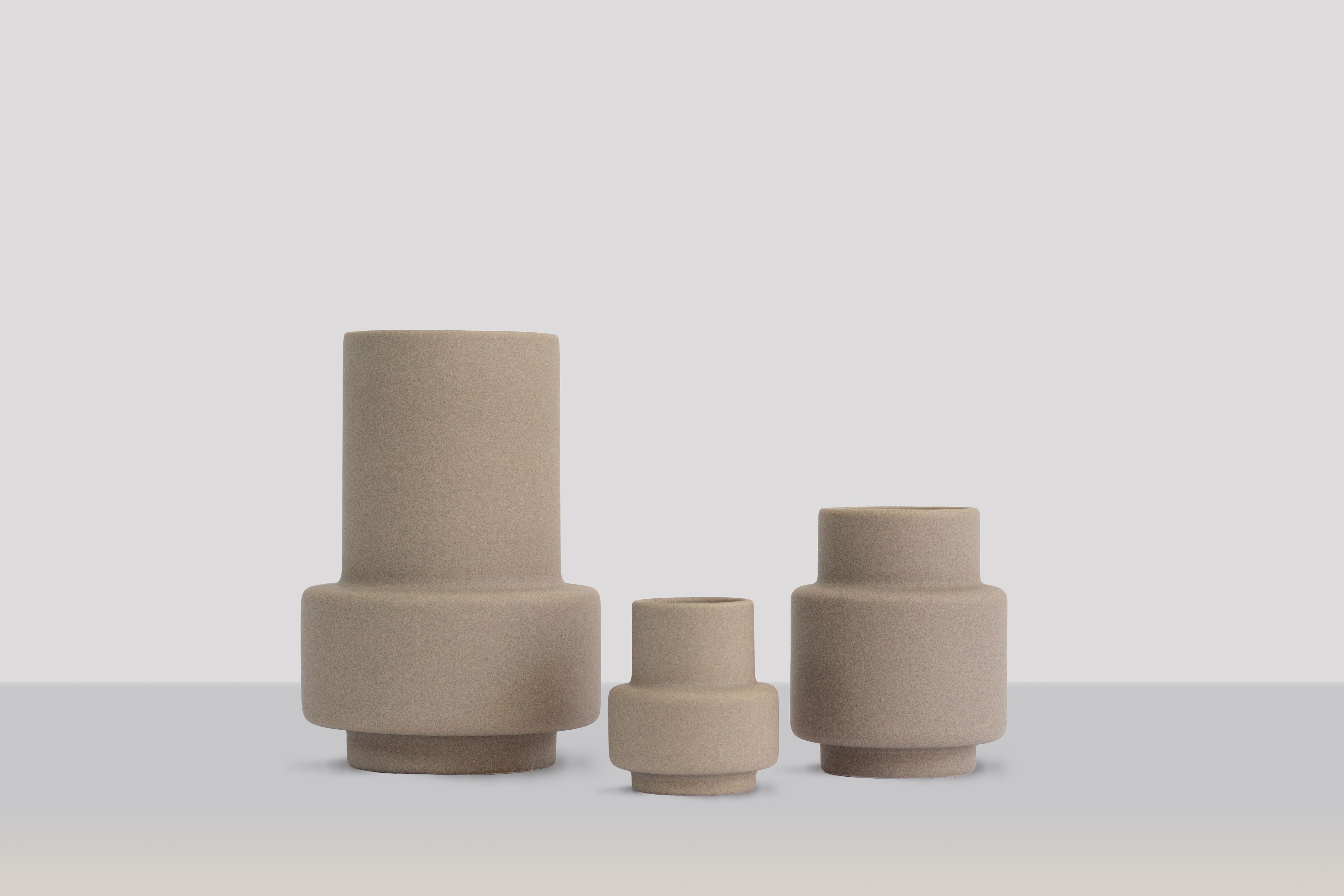 Ro Collection Hurricane Ceramic Vase Medium, Light Stone