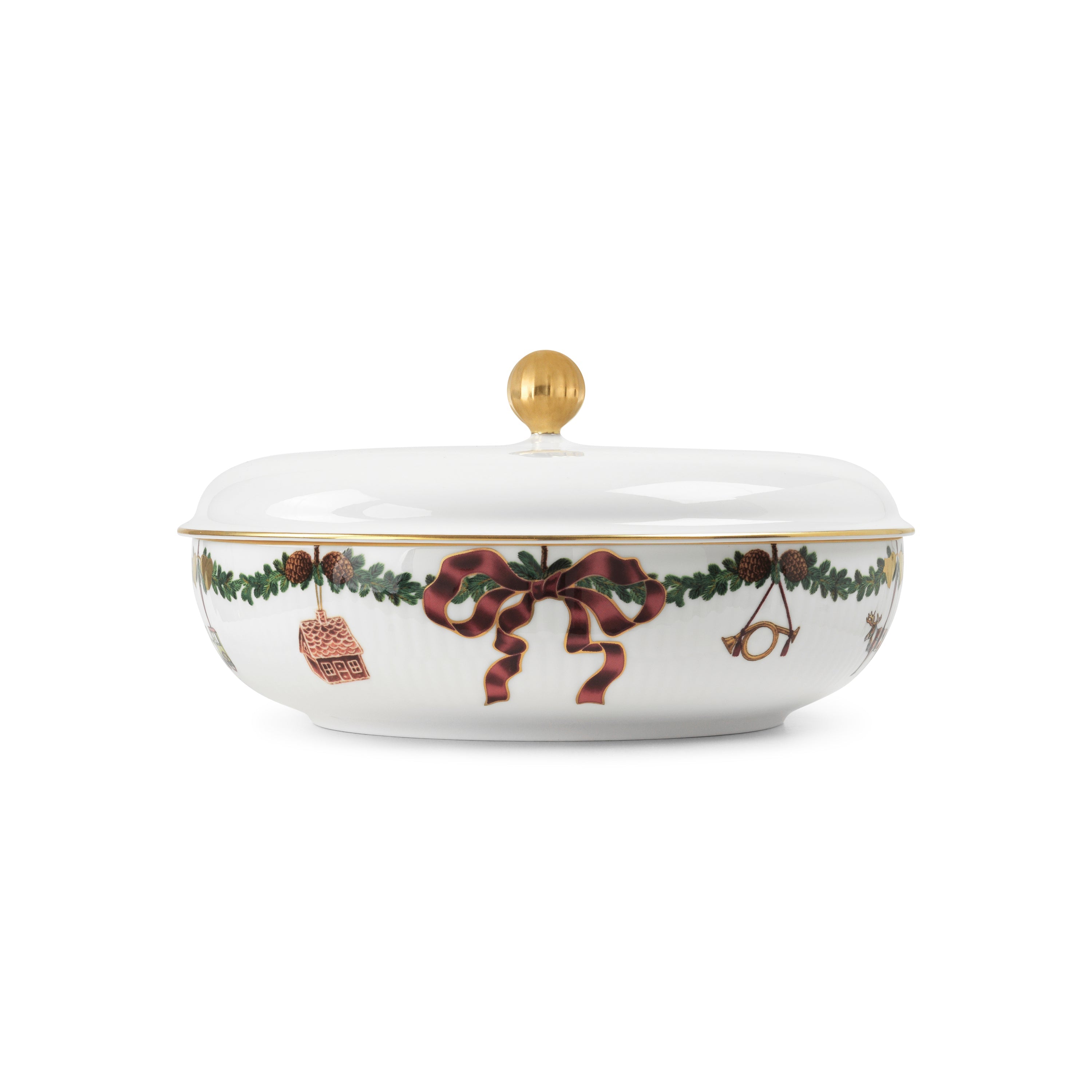 Royal Copenhagen Star Rifled Christmas Bowl med lock, 21 cm