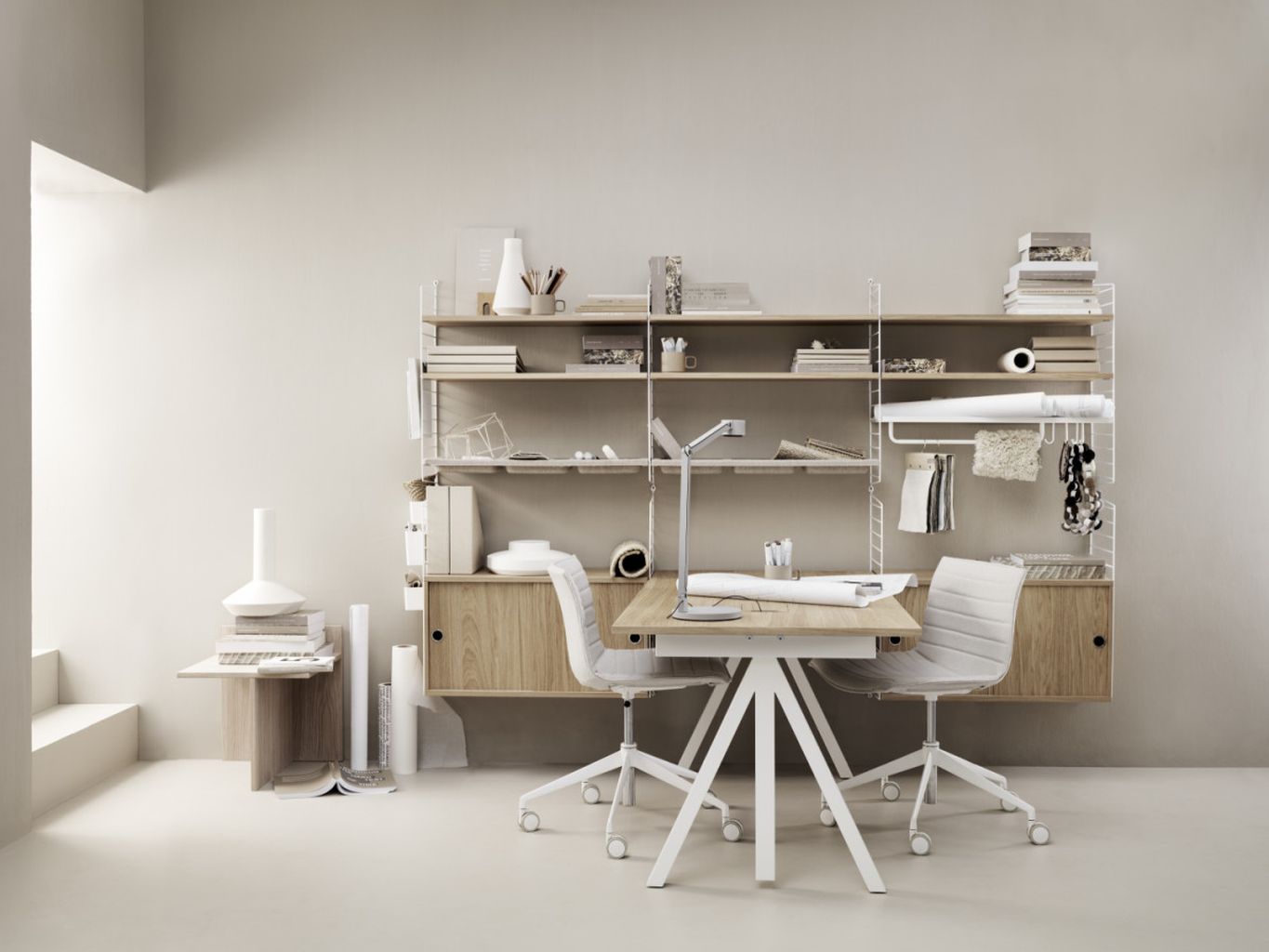 String Furniture Fungerar höjd justerbar skrivbord ek, 90x180 cm