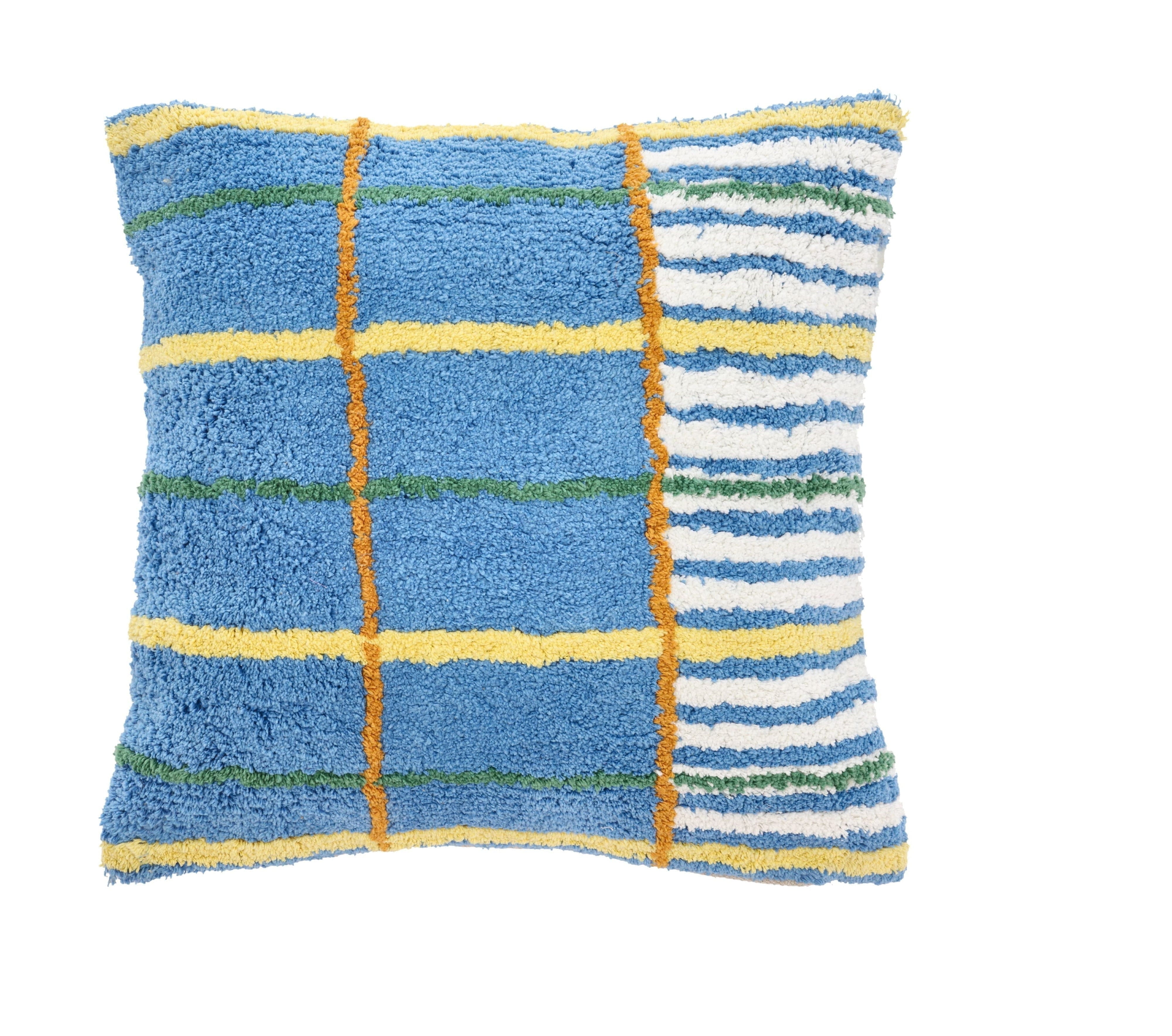 Villa Collection Styles Cushion, Blue/Yellow/Offwhite/Green