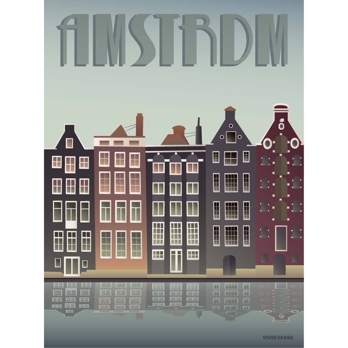 Vissevasse Amsterdam Canal Houses affisch, 15x21 cm