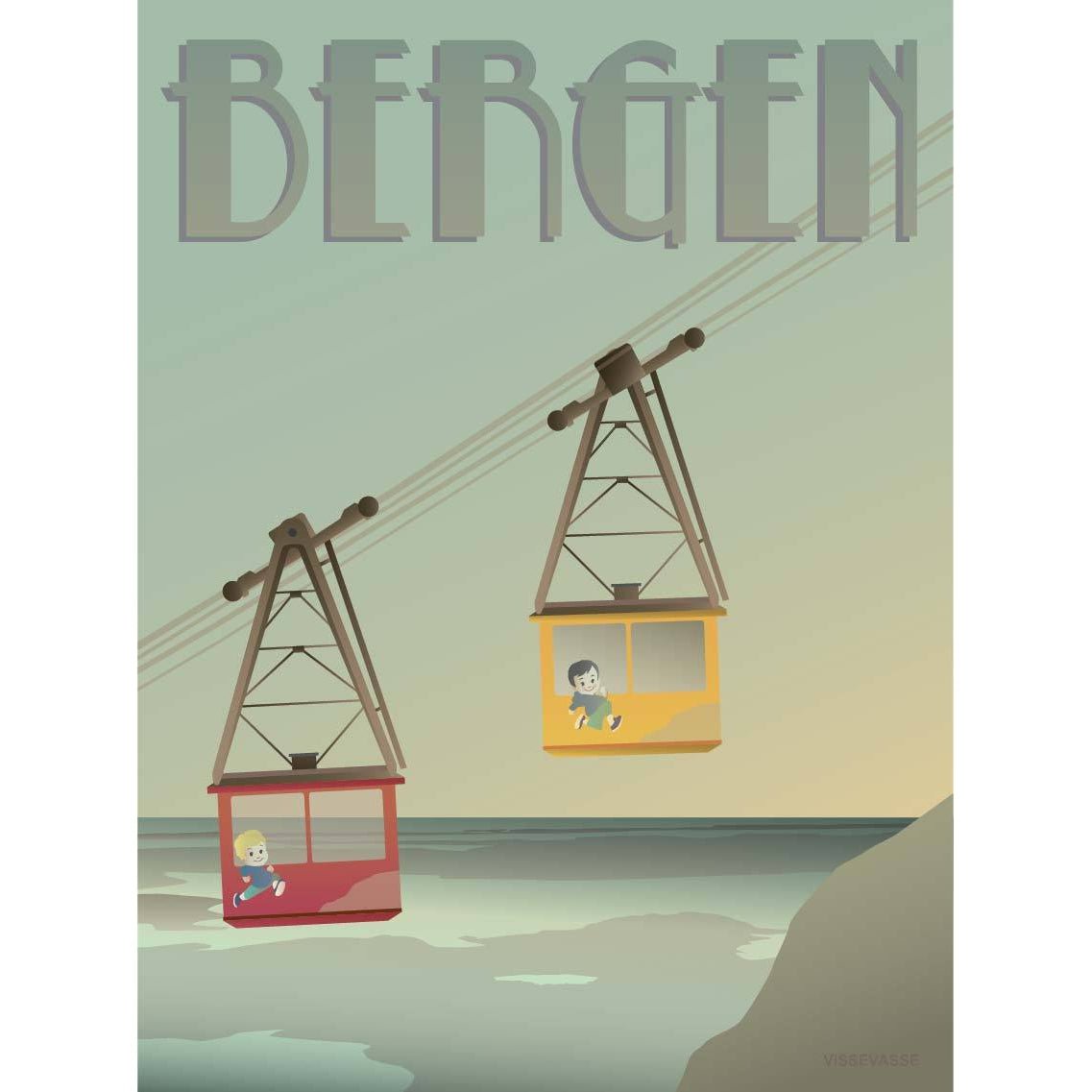 Vissevasse Bergen Ulriken -affisch, 15x21 cm