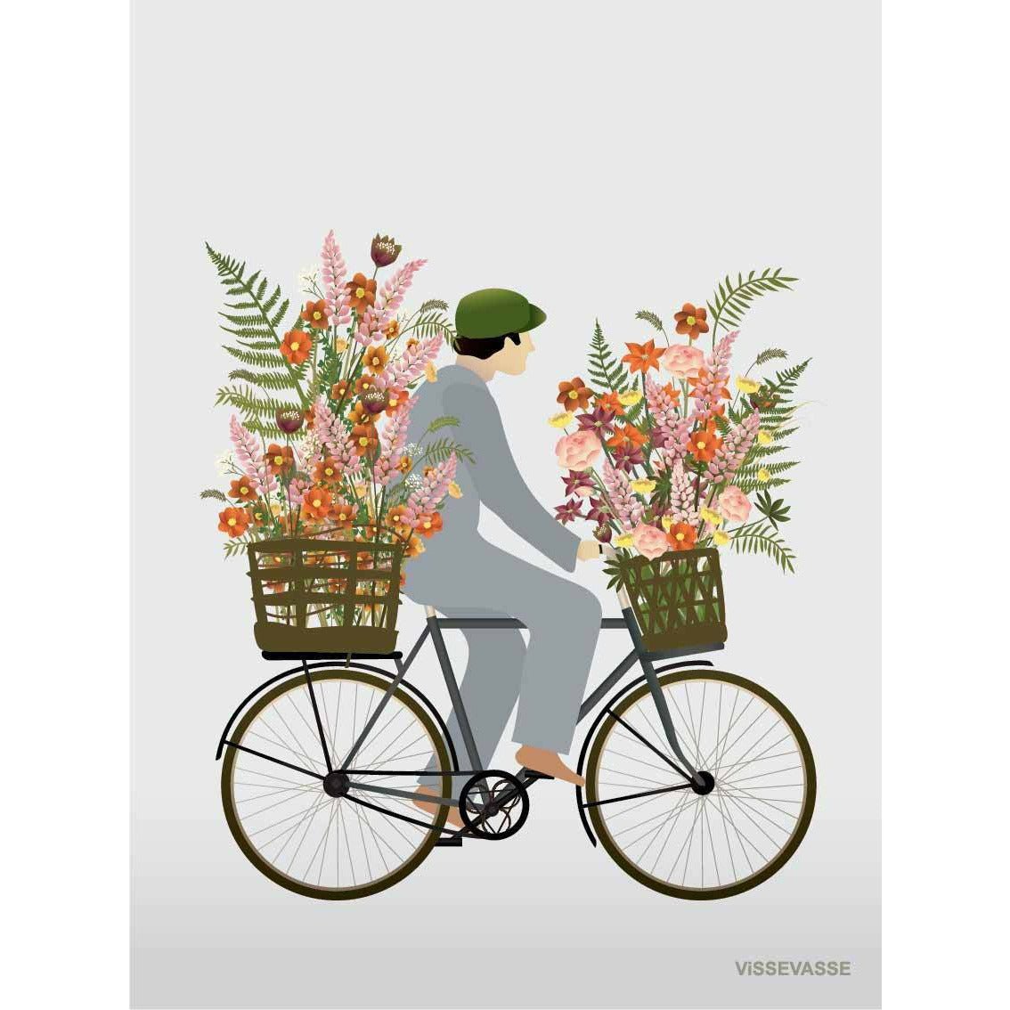 Vissevasse Cykel med blommor Advard Card, A7