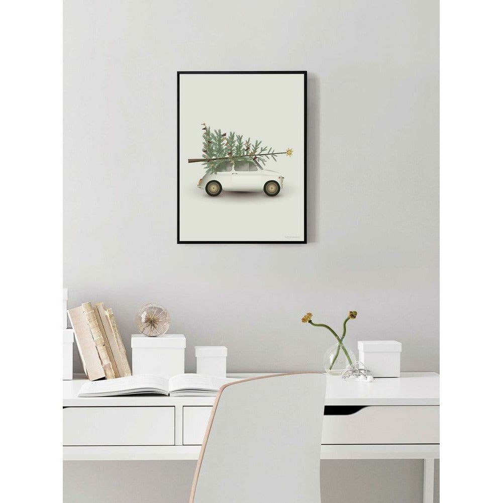 Vissevasse Julgran och liten bilaffisch, 50x70 cm