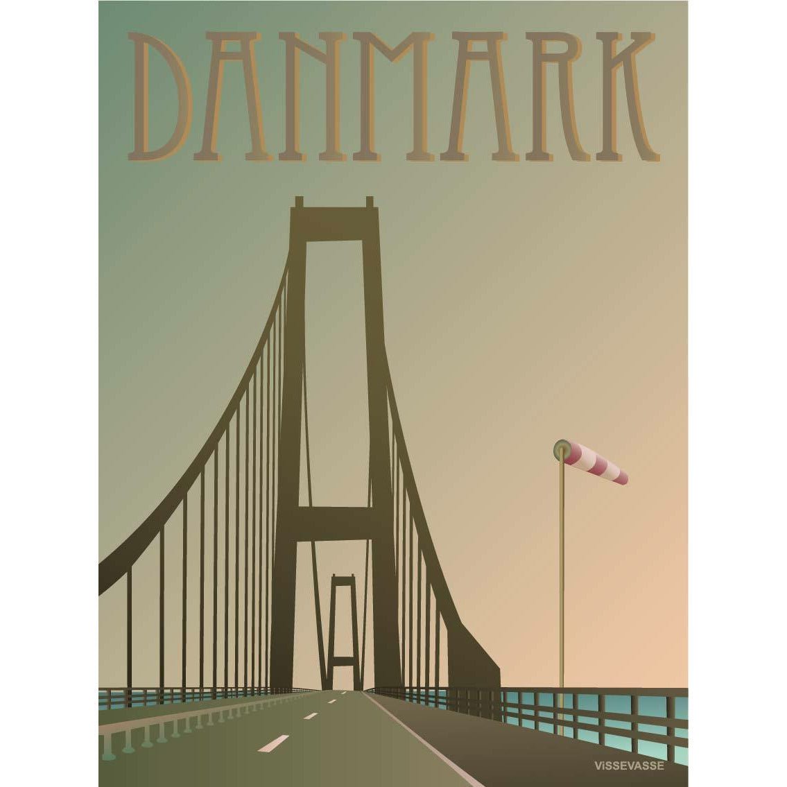Vissevasse Danmark Great Belt Bridge -affisch, 50x70 cm