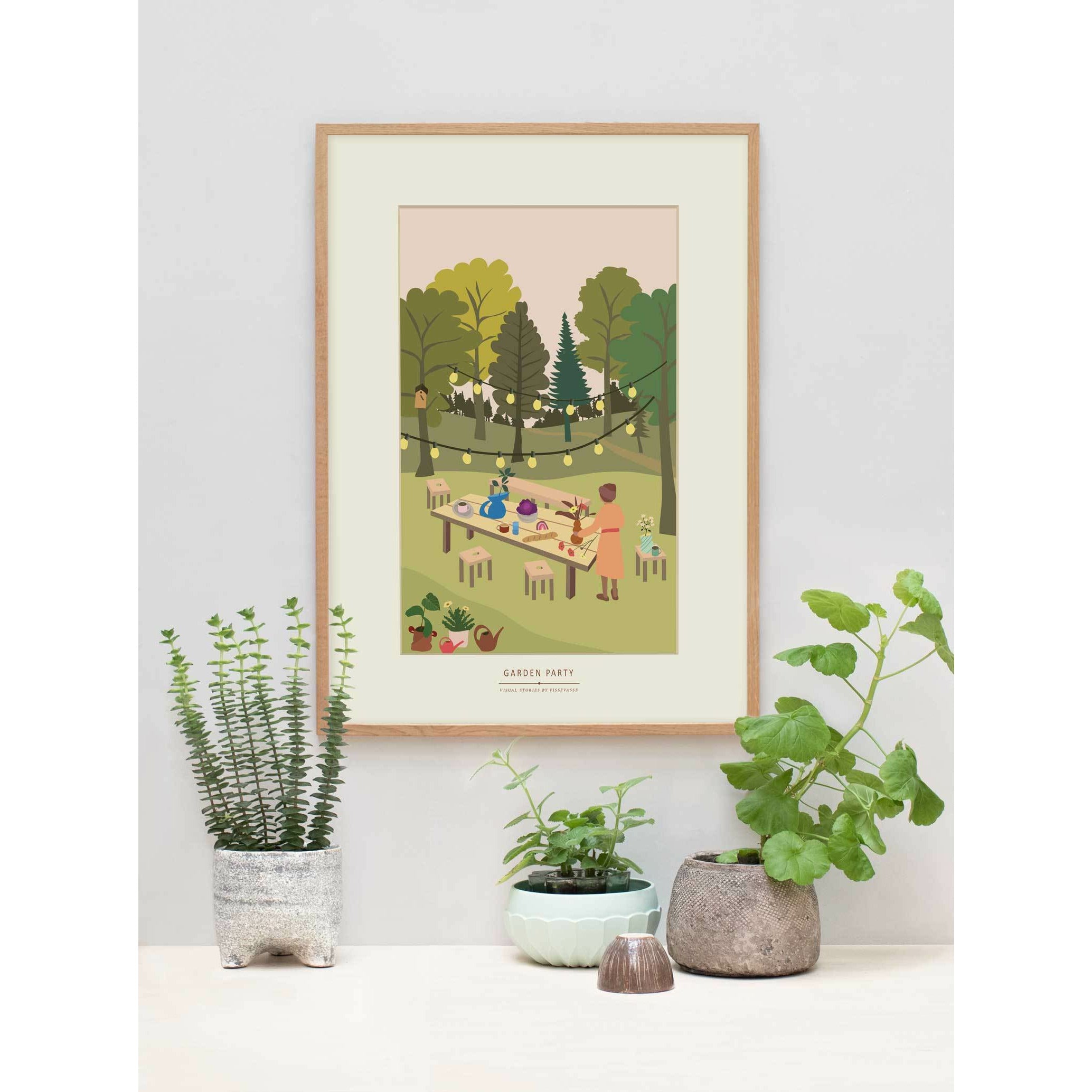 Vissevasse Garden Party -affisch, begränsad upplaga, 50x70 cm